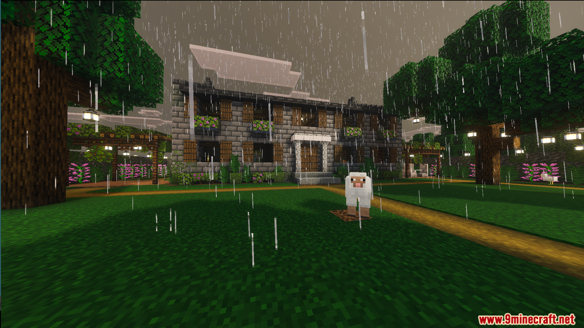 Exterior view of Survival Georgian House 46 Map during a rainy day