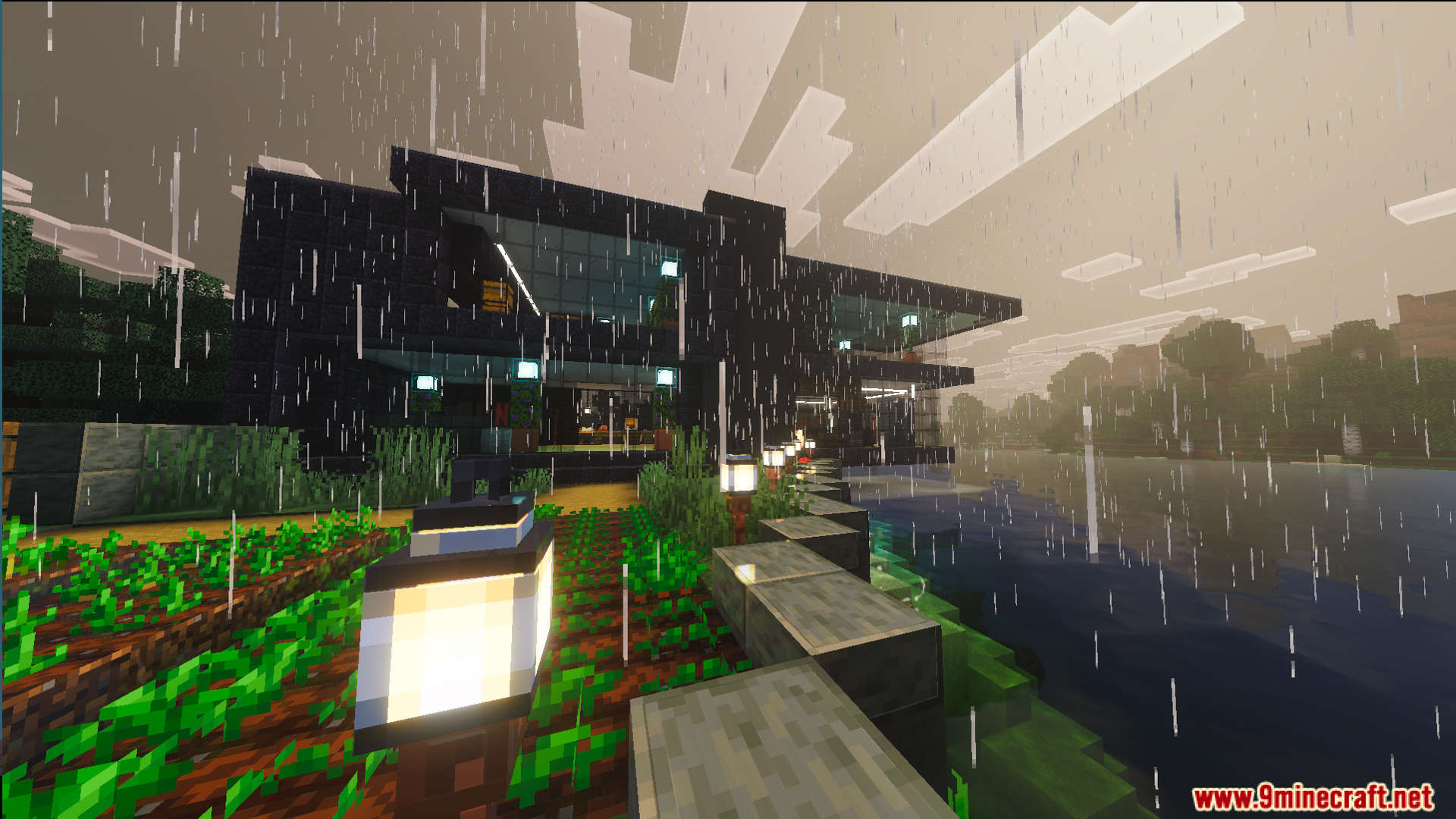 Survival Lakeside House Map exterior view of a modern two story building