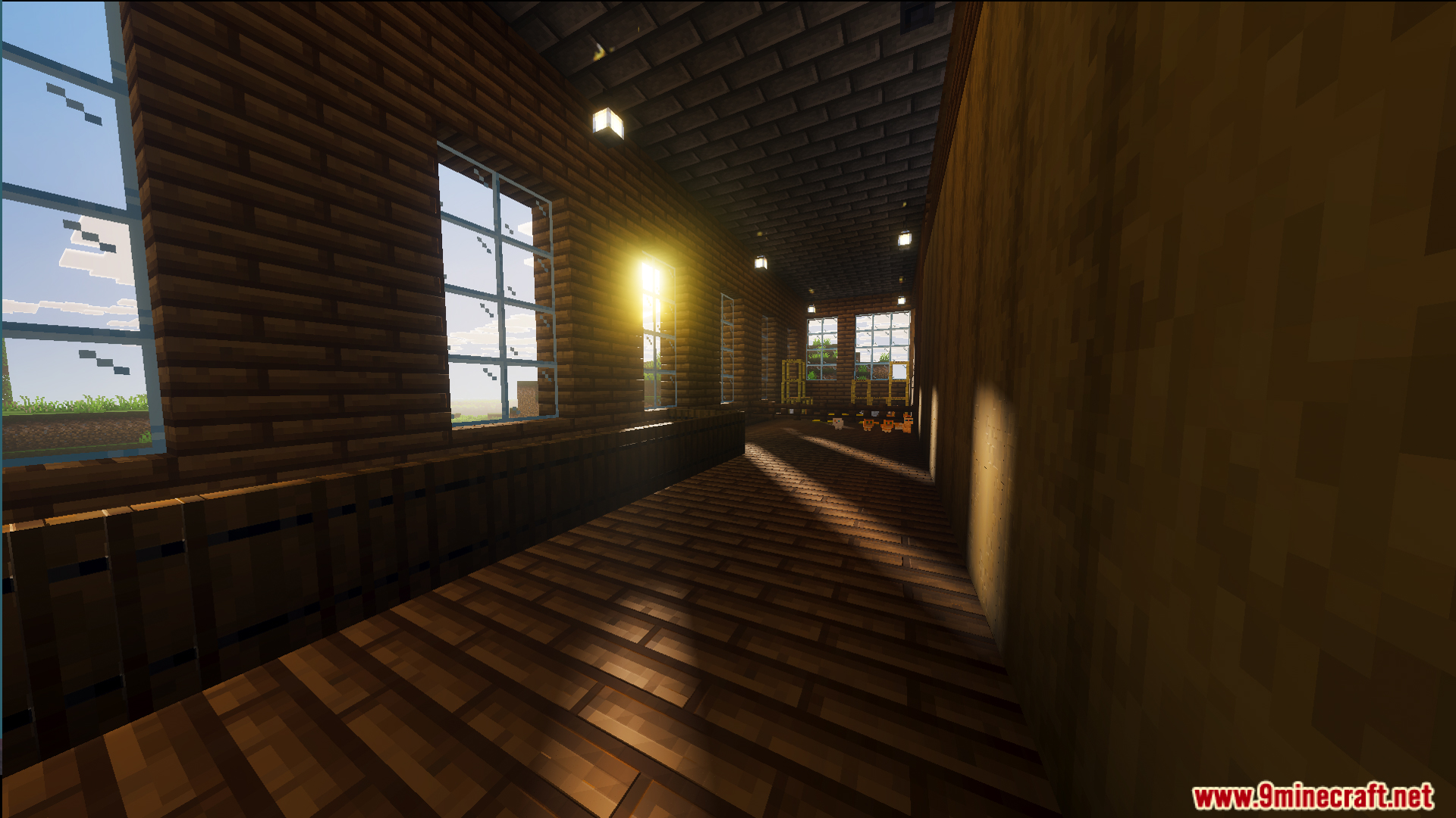 Survival Log Cabin House 86 Map Screenshot 9 Sunlight streams through windows inside the wooden Survival Log Cabin House map