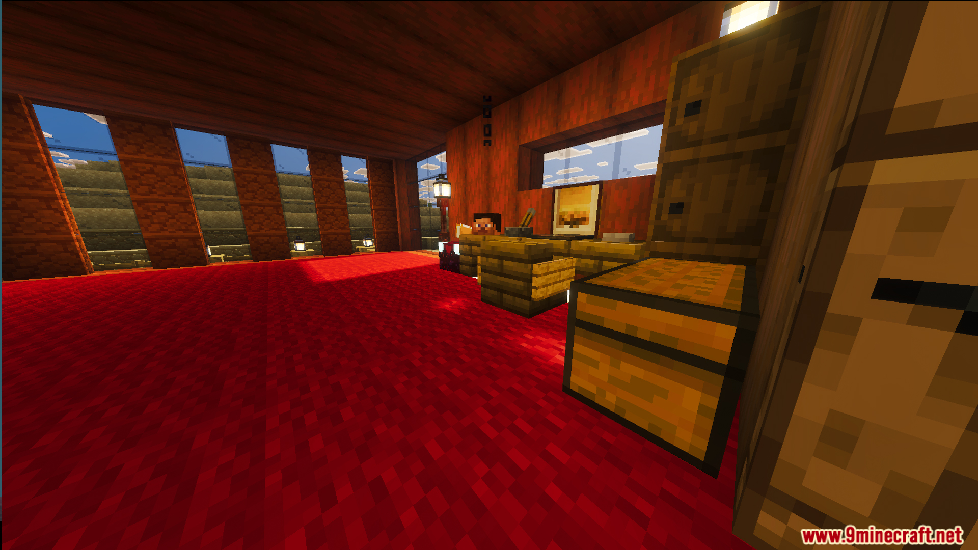 Survival Modern Flat House 39 Map Screenshot 7 Survival Modern Flat House 39 Map features a wooden desk and red carpet