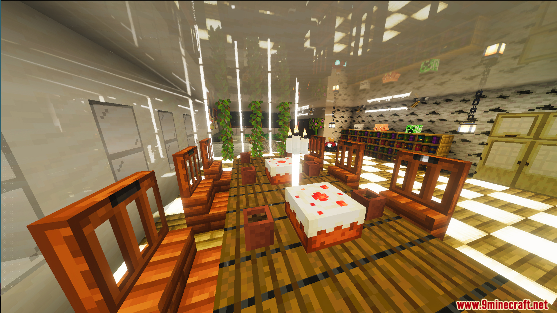Survival Modern House 36 Map Screenshot 7 Survival Modern House Map features a dining area with glowing checkered floors