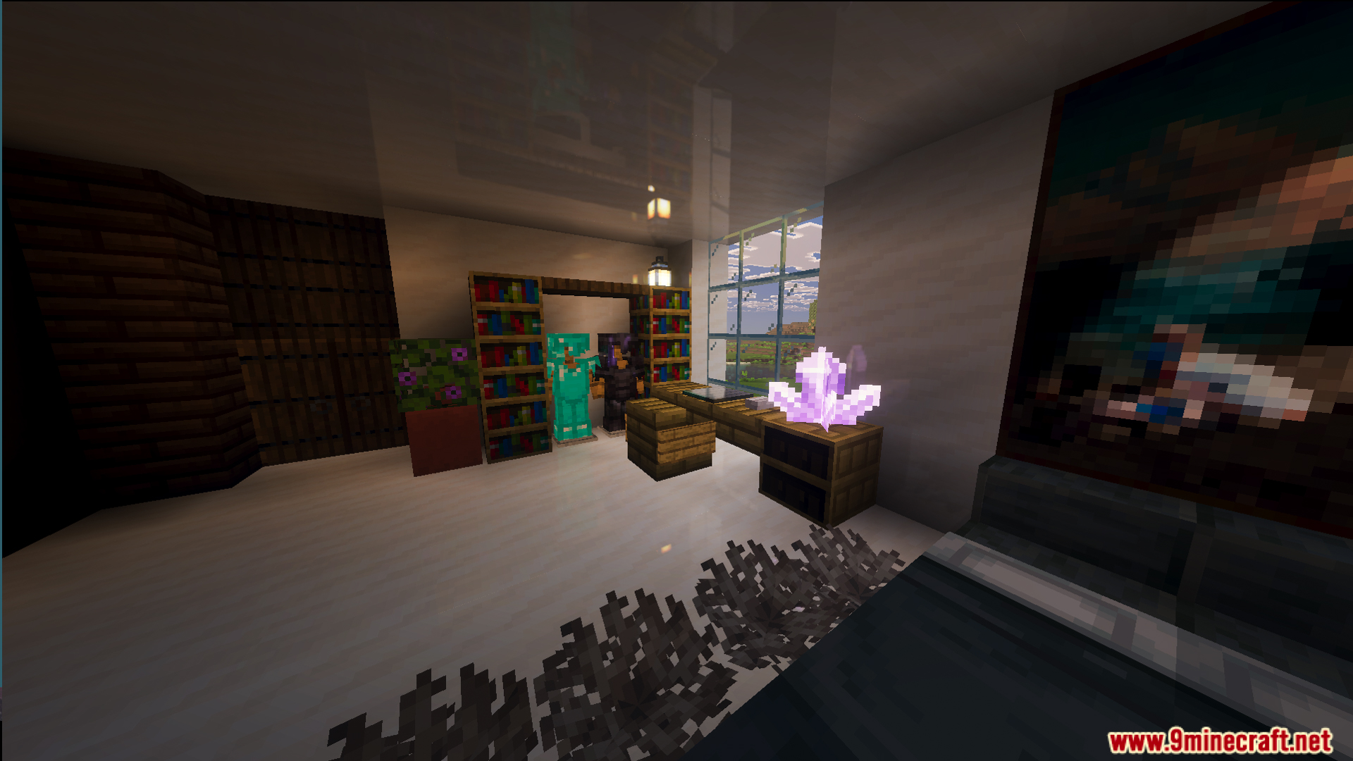 Survival Modern House 84 Map interior with a desk and armor stands