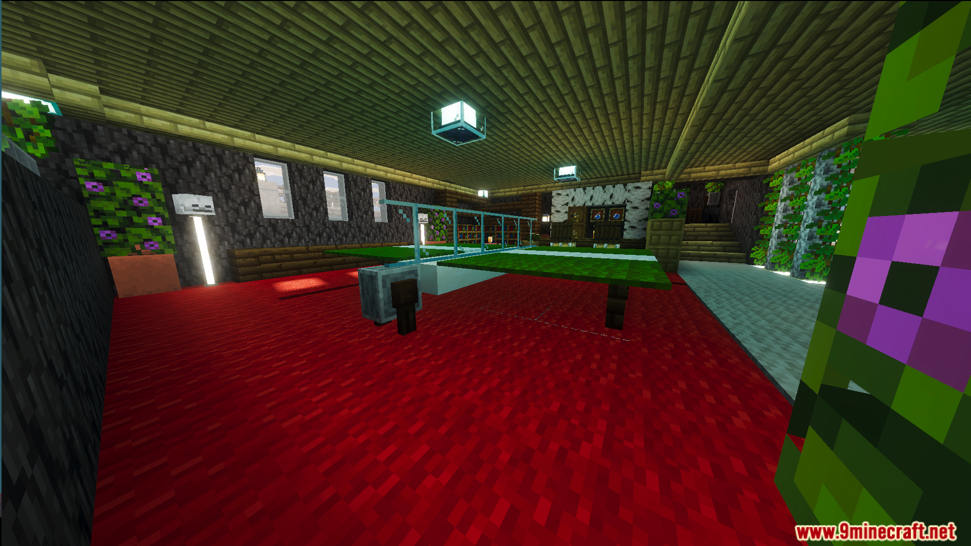Survival Modern House Map features a custom ping pong table and red carpet