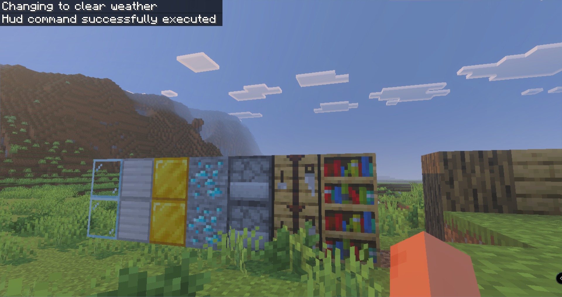 System Dynamic Light Addon Screenshot 4 Display of various blocks like glass gold and diamond ore in a field