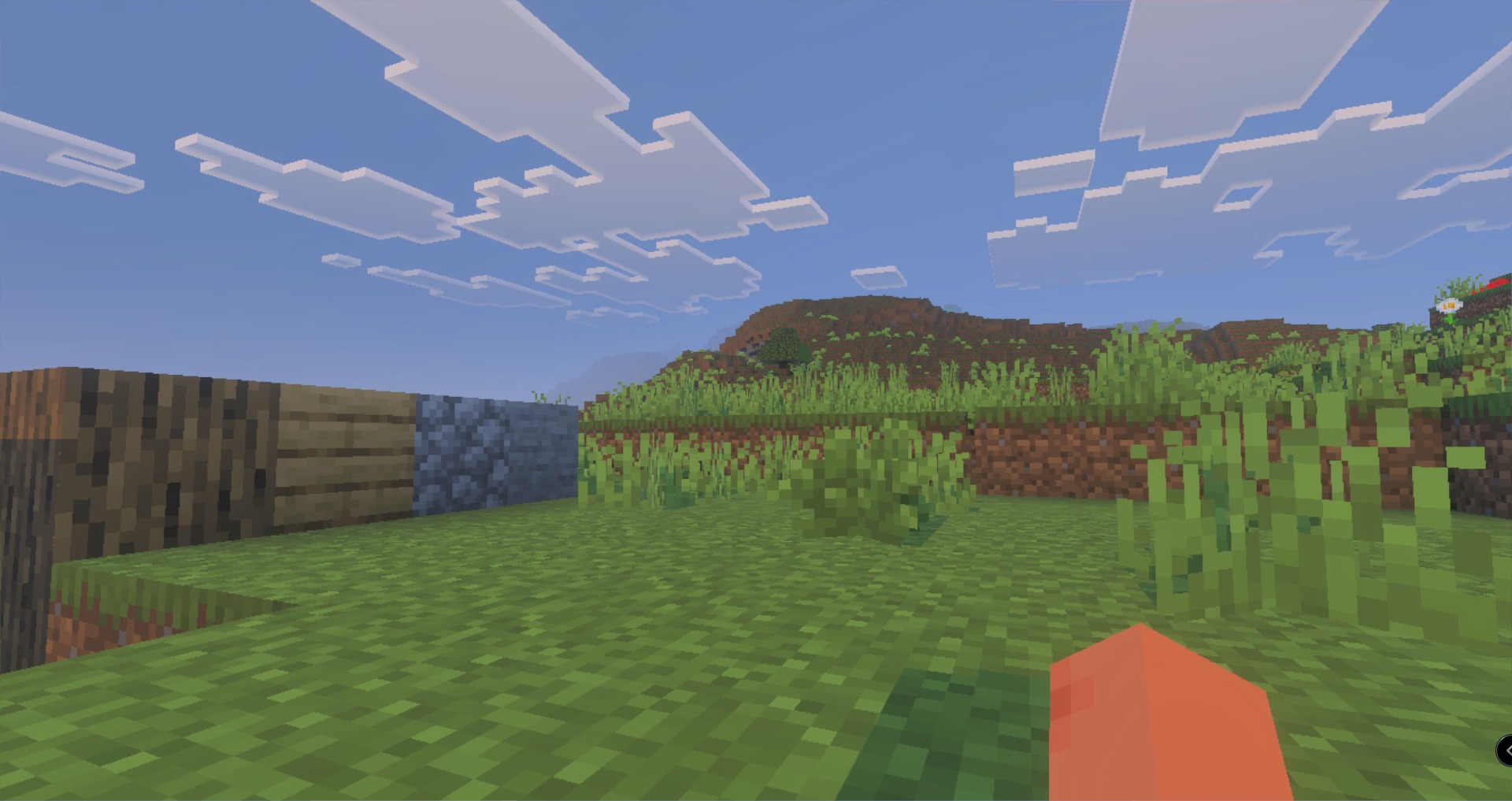 System Dynamic Light Addon Screenshot 7 Soft lighting effects on various blocks in a Minecraft grassy field landscape