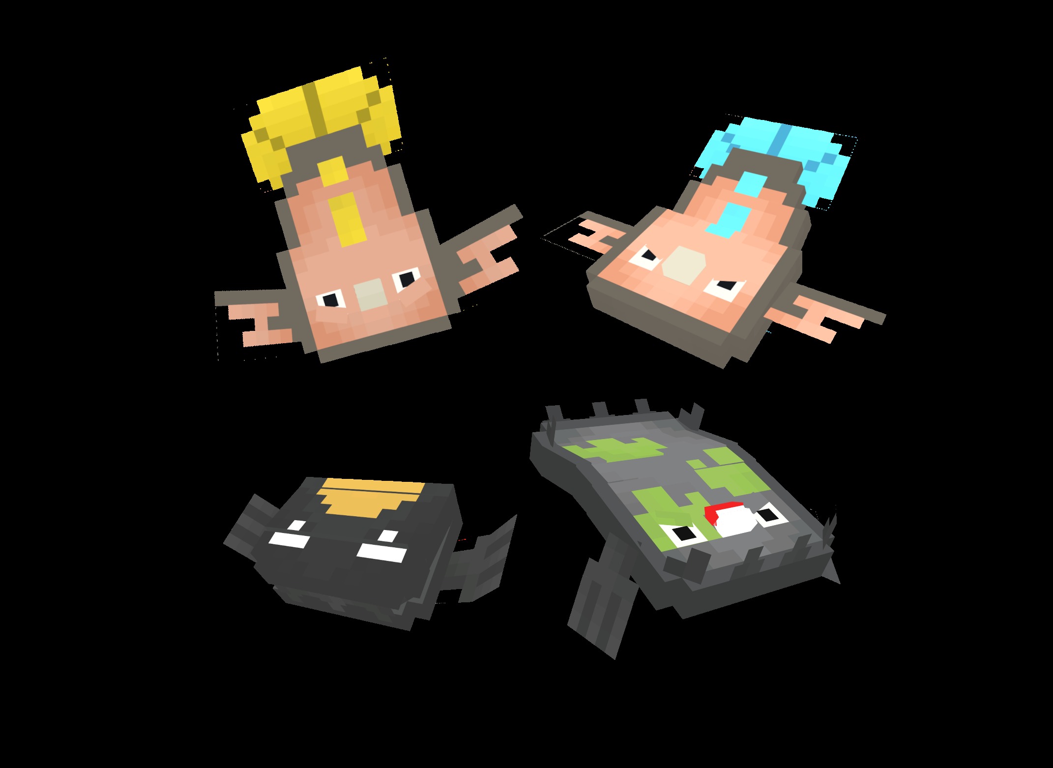 T Dmon Data Pack Screenshot 2 Elemental monkeys and both Stunfisk forms shown as custom blocky creature models