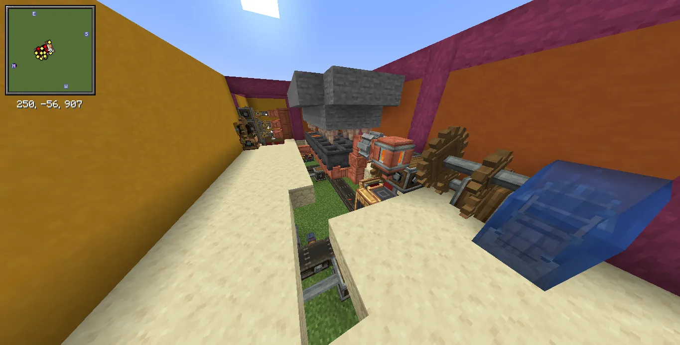 Interior view of the machinery inside a complex automated terracotta factory