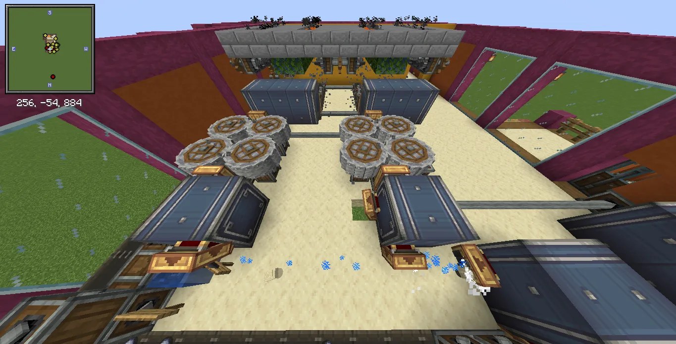 A top down view of the terracotta factory with crushing wheels