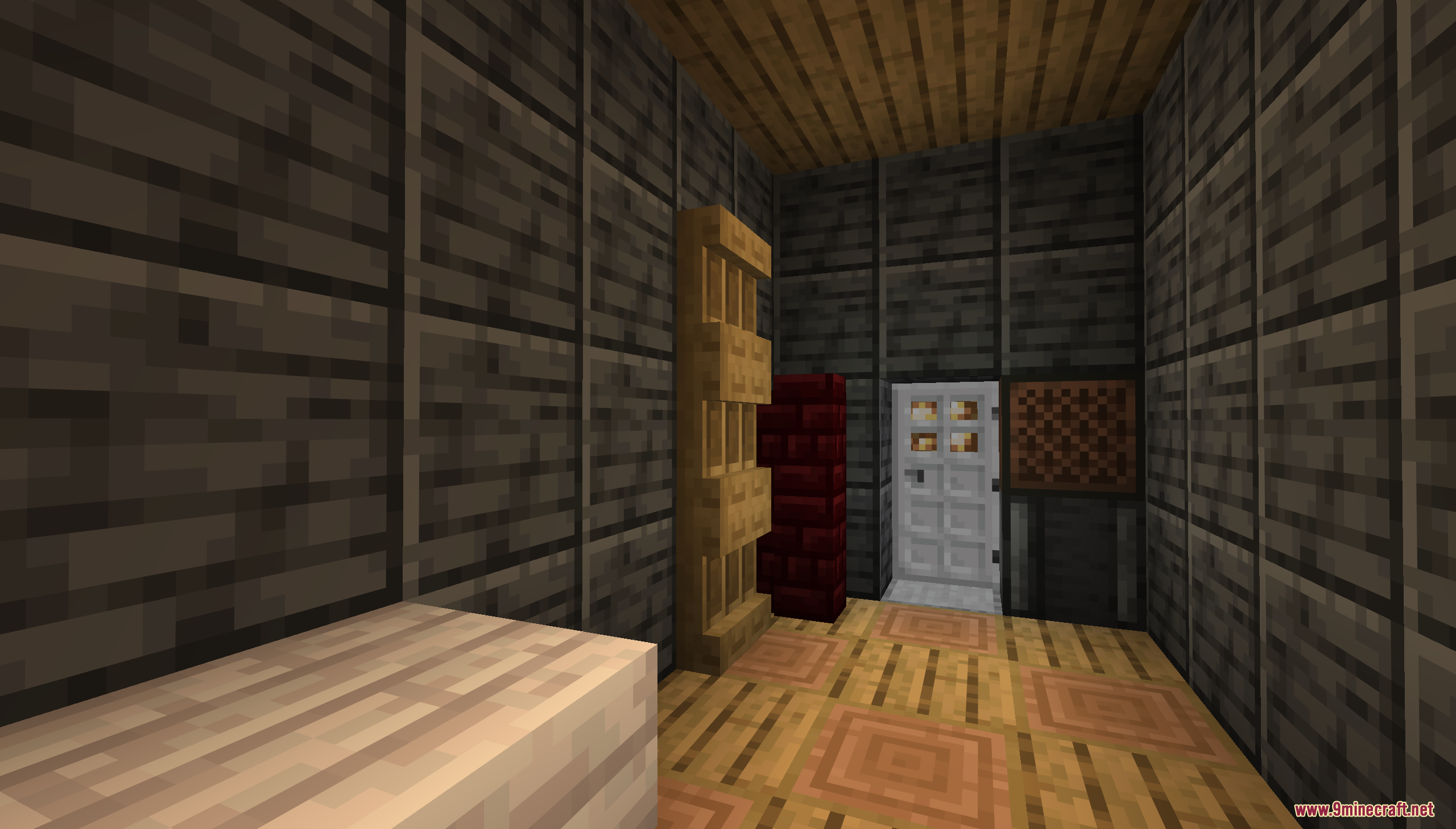 A narrow hallway with dark walls in the That Is Not My House Map