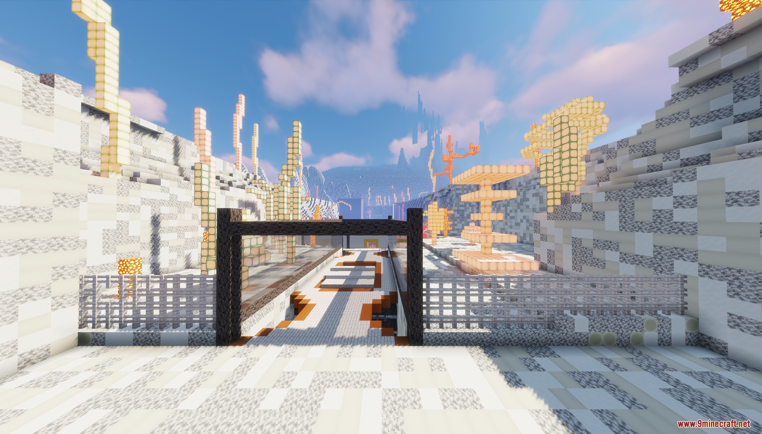 The Ashen Wastes Map Screenshot 3 A dark gate stands in the desolate white terrain of the Ashen Wastes
