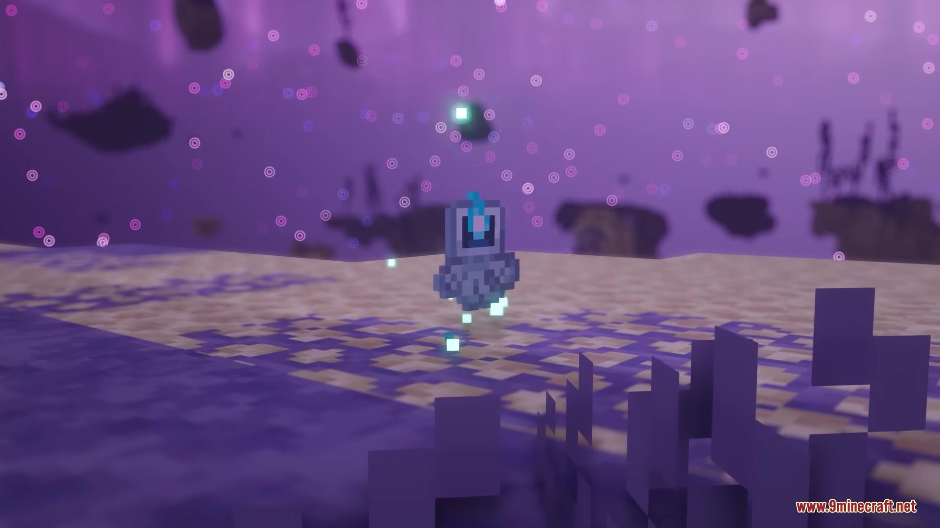 The Beyond Mod Screenshot 3 A mysterious floating entity with a glowing blue eye in the purple void