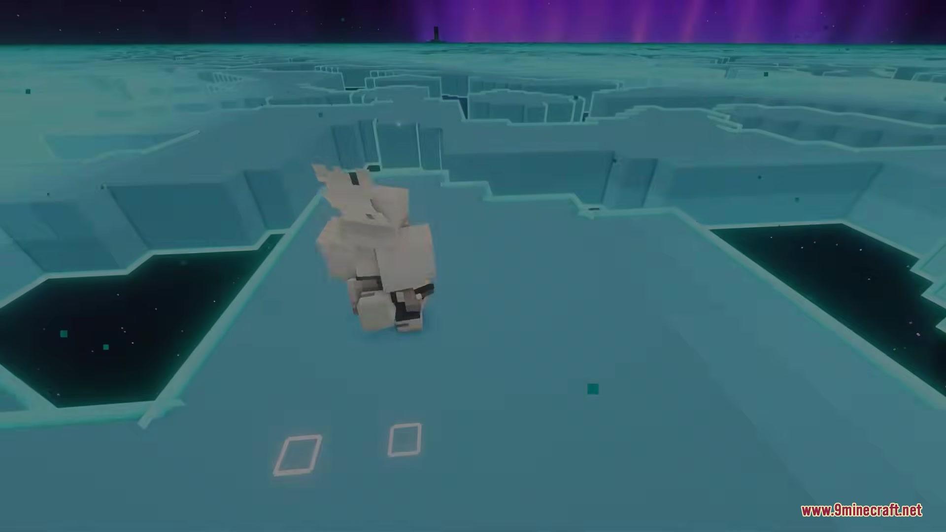 The Beyond Mod Screenshot 6 Player character standing on a light blue crystalline surface in the End