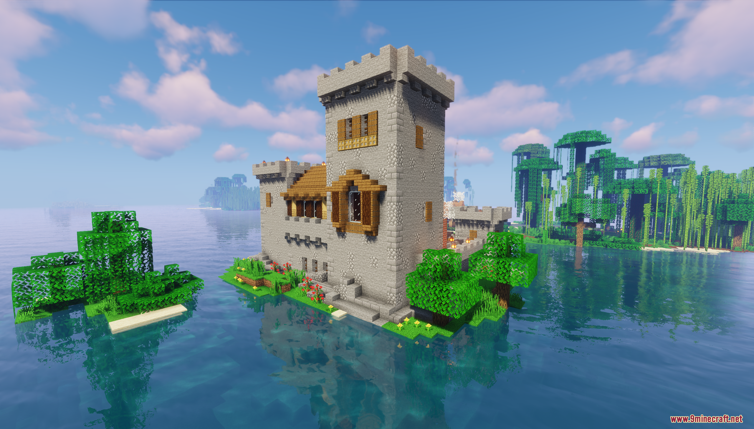 The Island Castle Map Screenshot 7 A large medieval stone fortress built on a small island in the ocean
