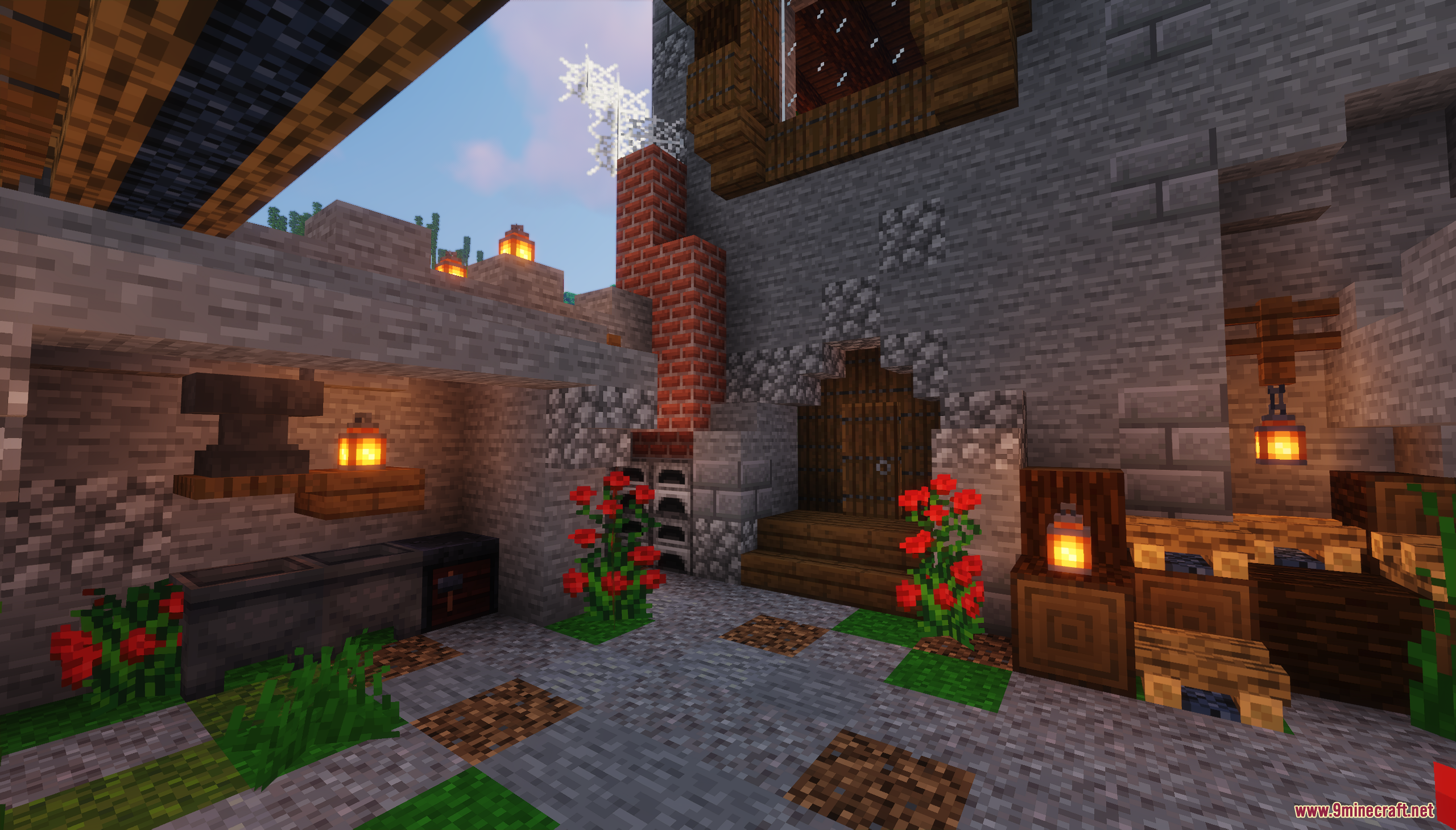 The Island Castle Map Screenshot 9 Detailed medieval courtyard with an anvil inside the Island Castle Map fortress