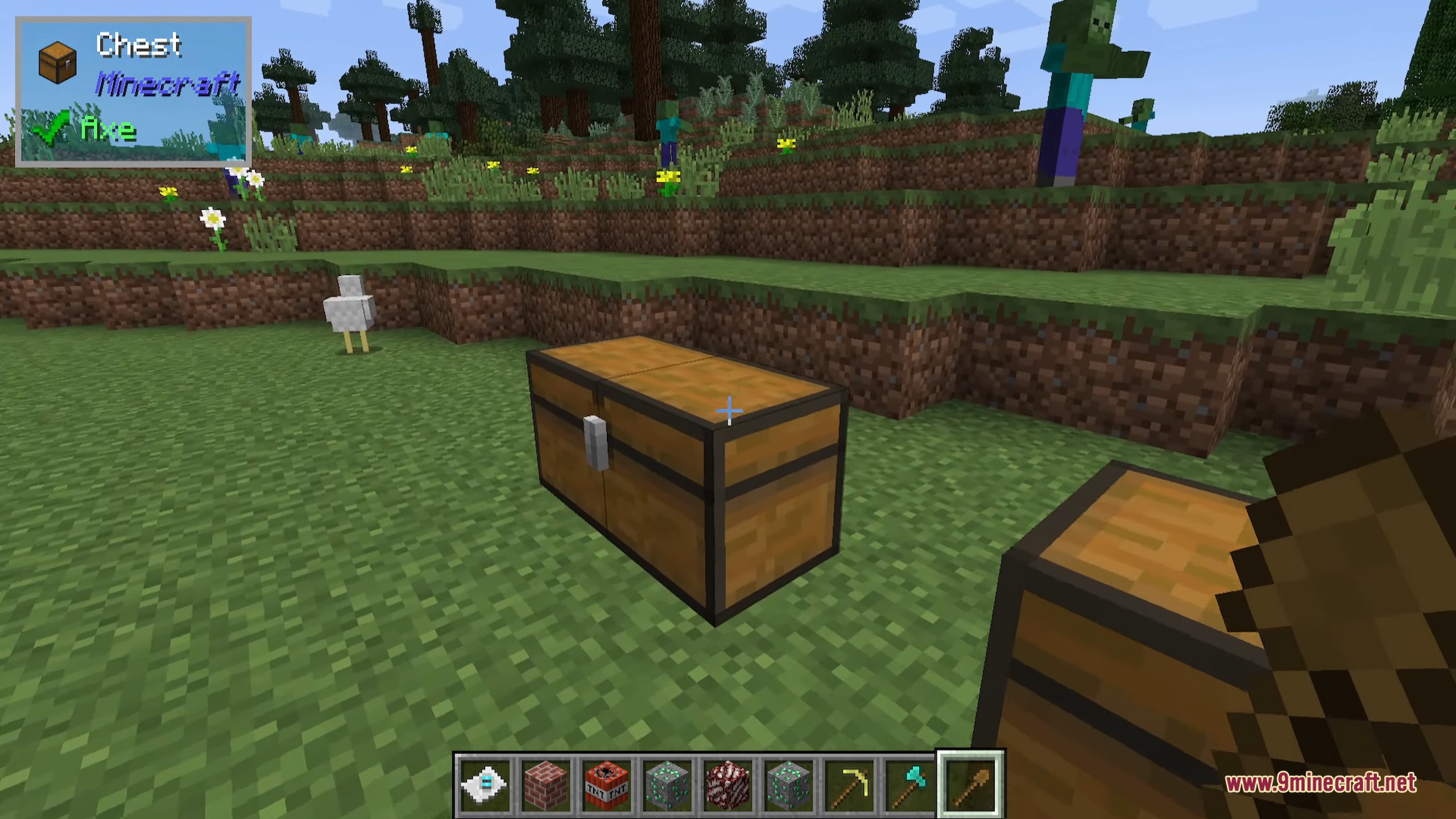 The One Probe 9minecraft Mod Screenshot 3 The One Probe mod displays a tooltip with information about a wooden chest