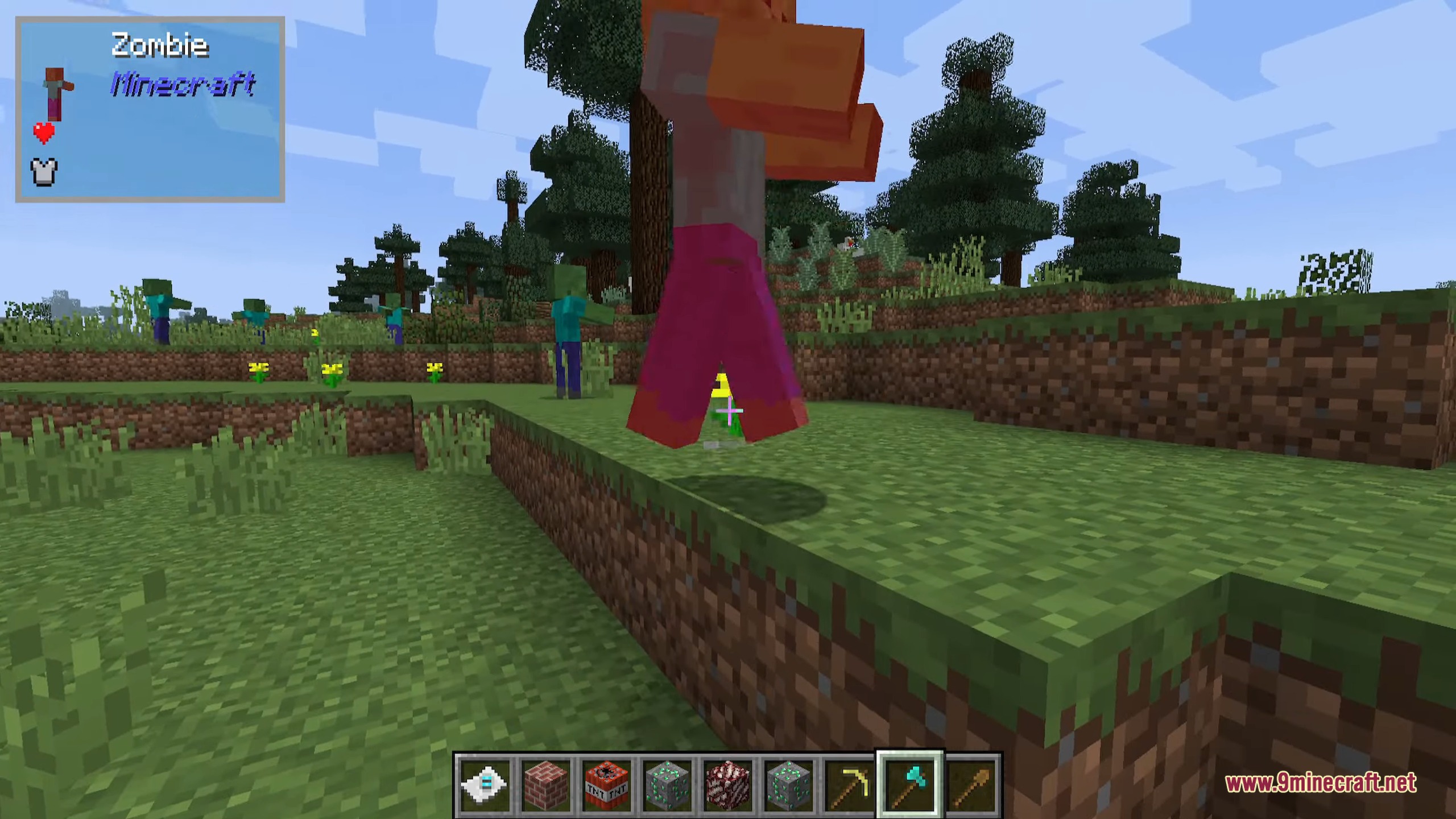 The One Probe 9minecraft Mod Screenshot 5 The One Probe mod displaying information about a jumping zombie entity