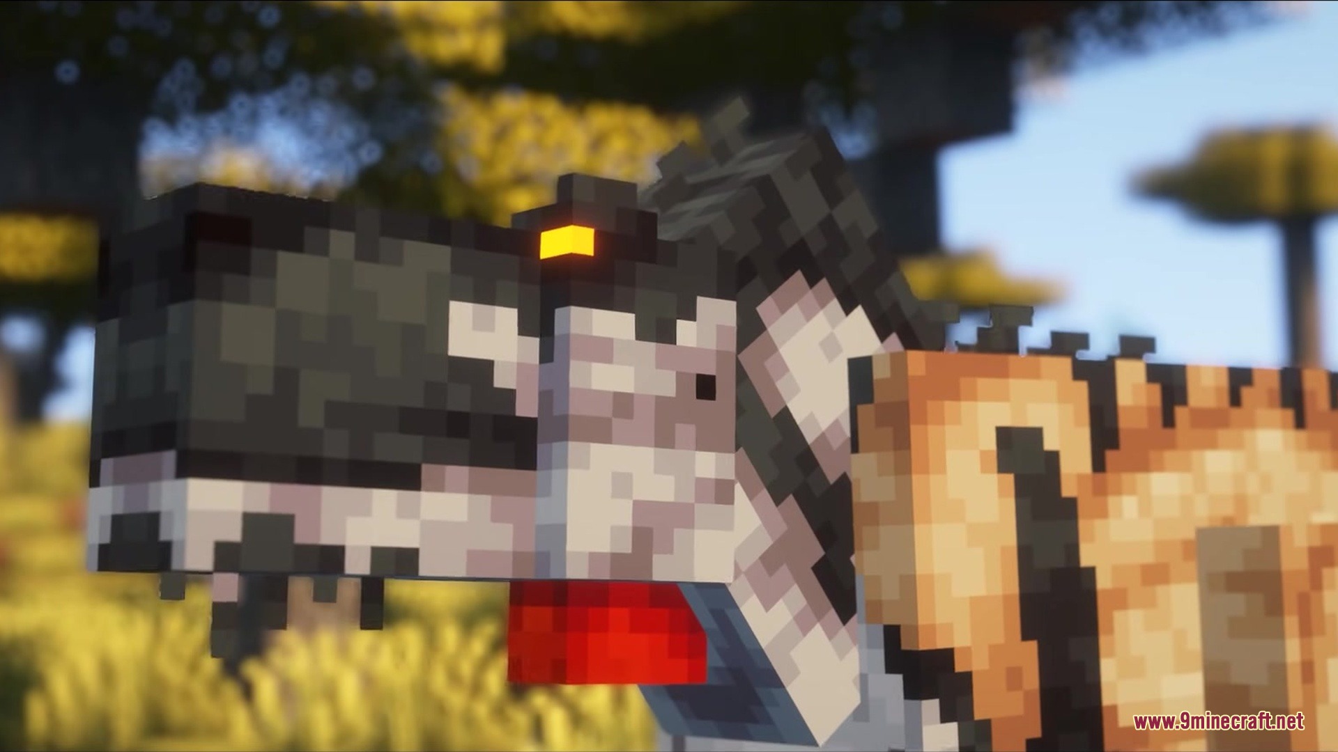 The Past Ages REWORK Mod Screenshot 5 A close up of a dinosaur head with a red throat and glowing eye