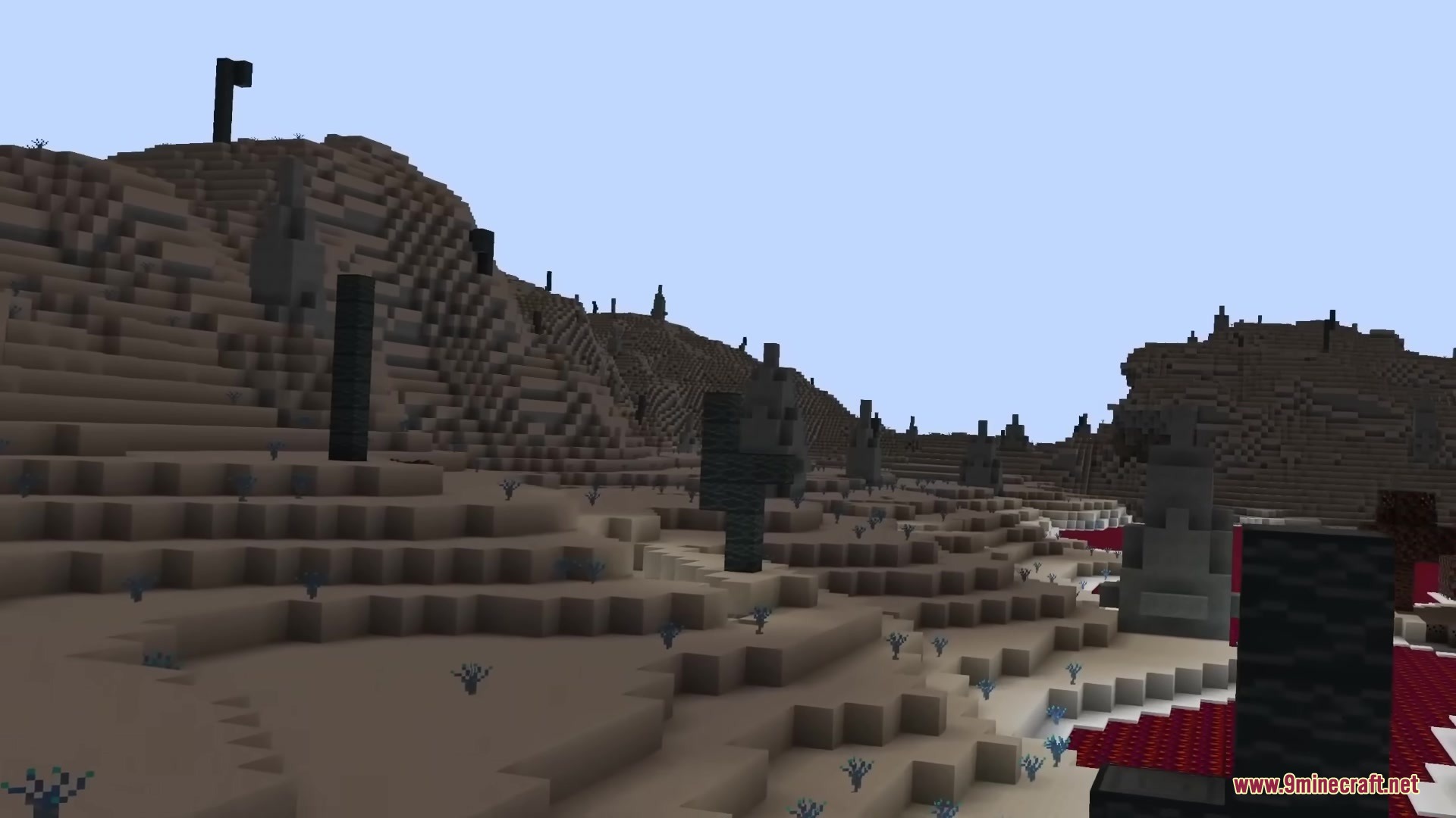 The Shadowlands Mod Screenshot 3 A dark and mysterious dimension with grey hills and strange black pillars