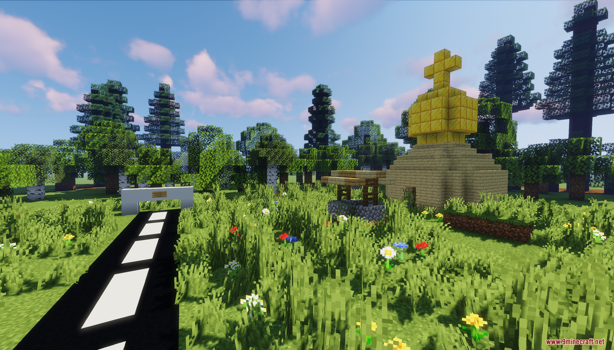 The Town of Mordovia Map Screenshot 10 A paved road leads past a stone well and a golden domed church
