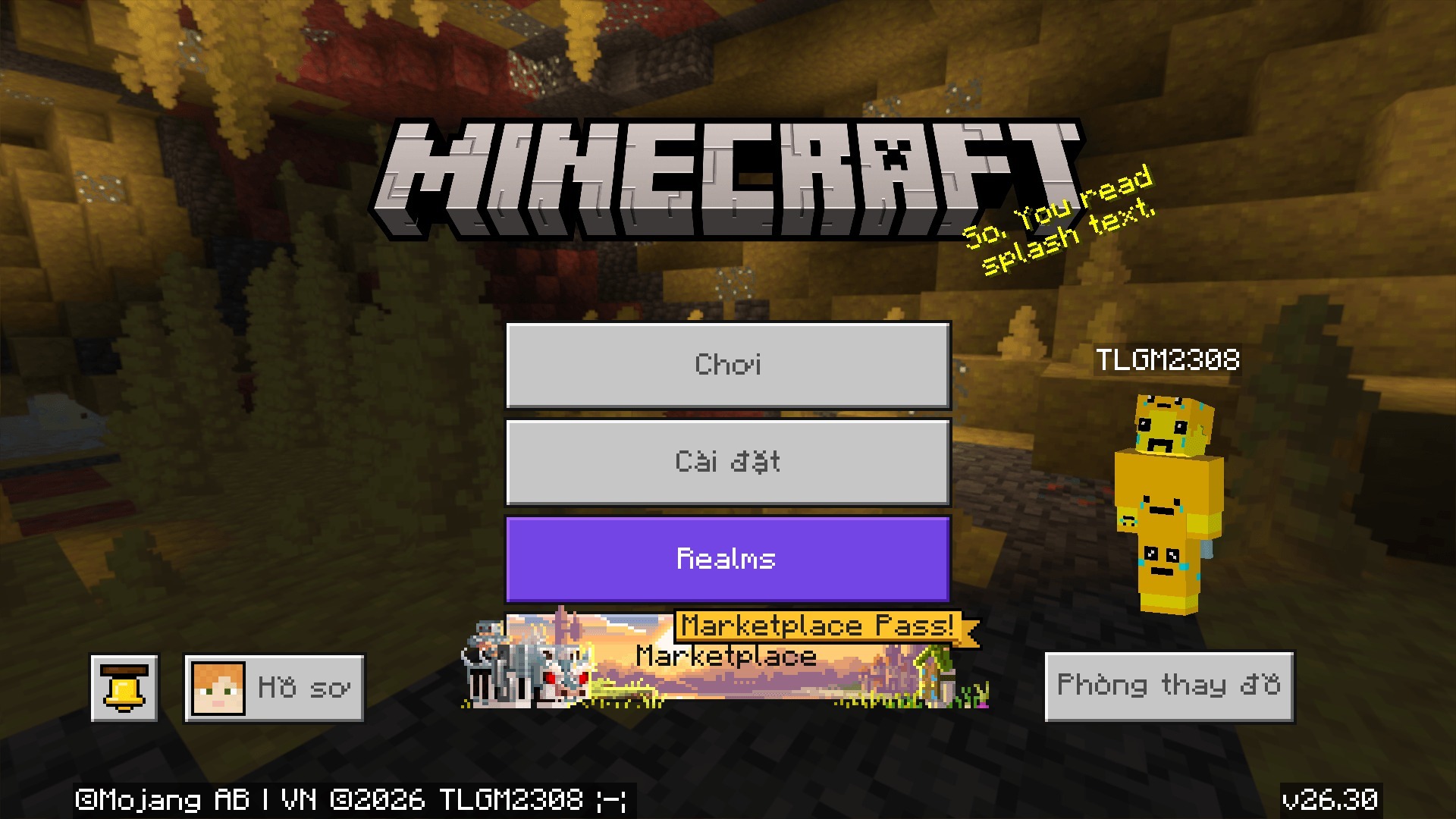 Main menu screen with Vietnamese language translations for play and settings buttons