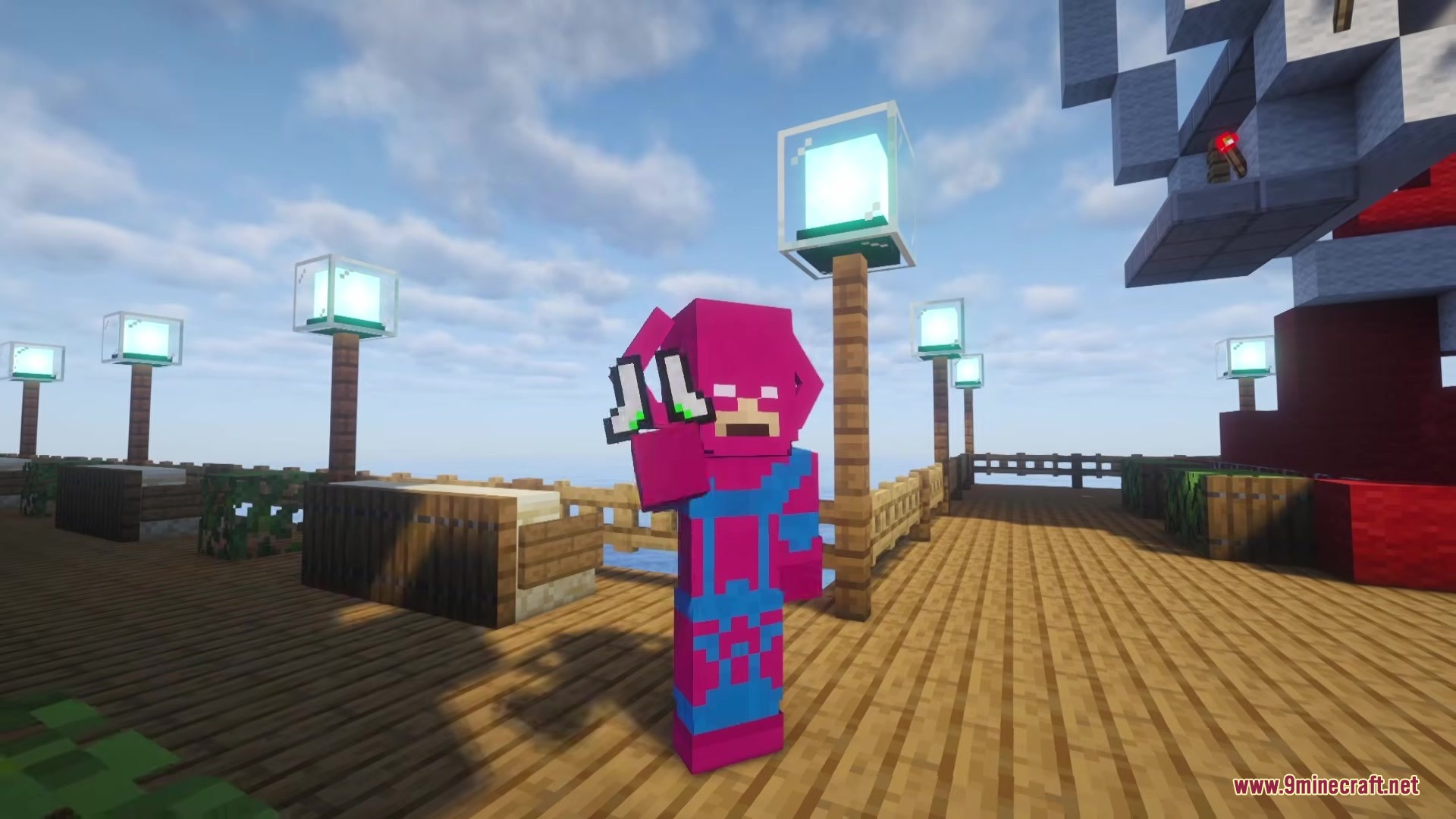 Throgy's Addon Mod Screenshot 2 The Galactus character stands on a wooden platform with glowing lanterns