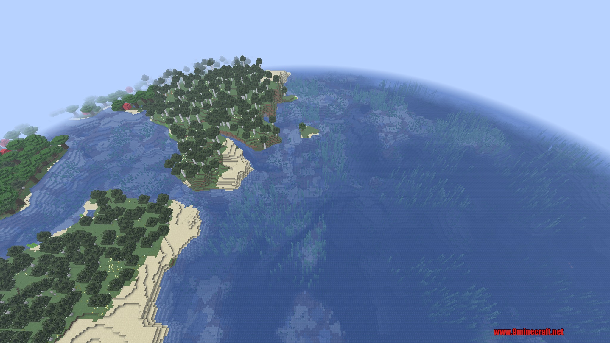 Aerial coastline view - tips appear during world loads like this scenic Minecraft landscape