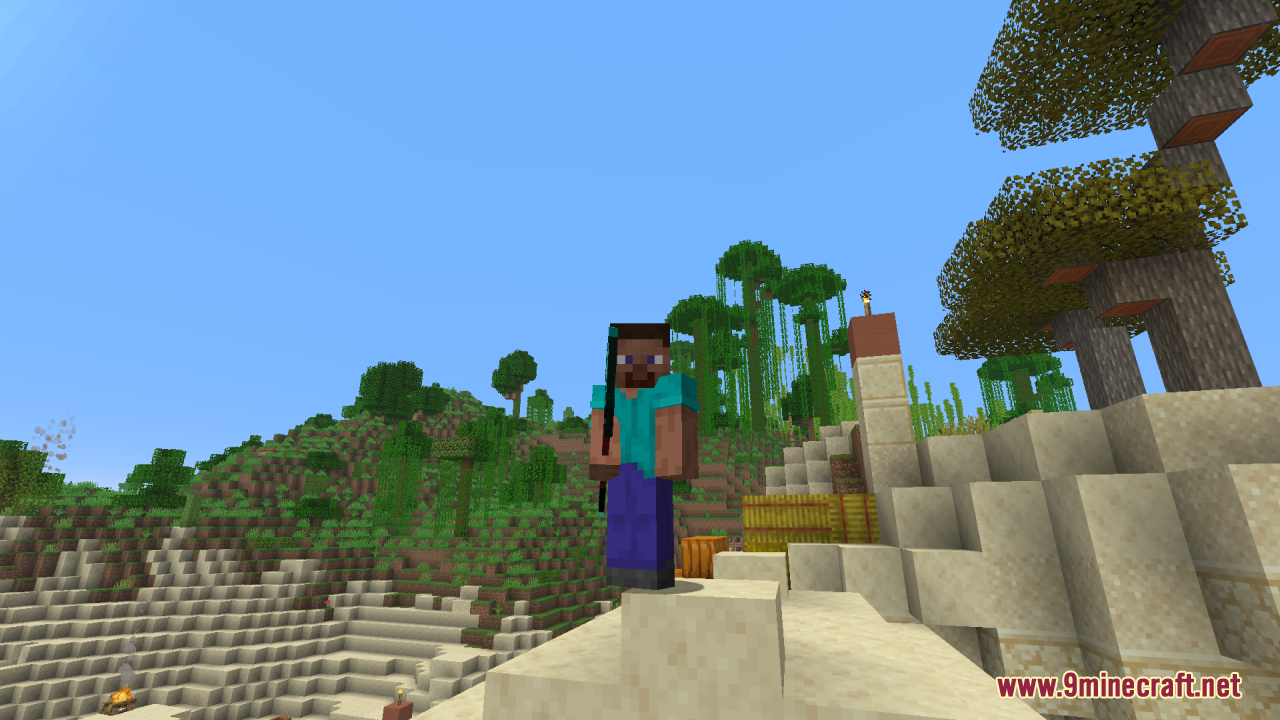 Tools Reimagined Resource Pack Screenshot 3 A player showcases a new tool design from the Tools Reimagined pack