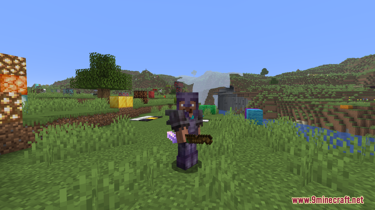 Tools Reimagined Resource Pack Screenshot 7 A Minecraft player in netherite armor holding a custom thin netherite sword