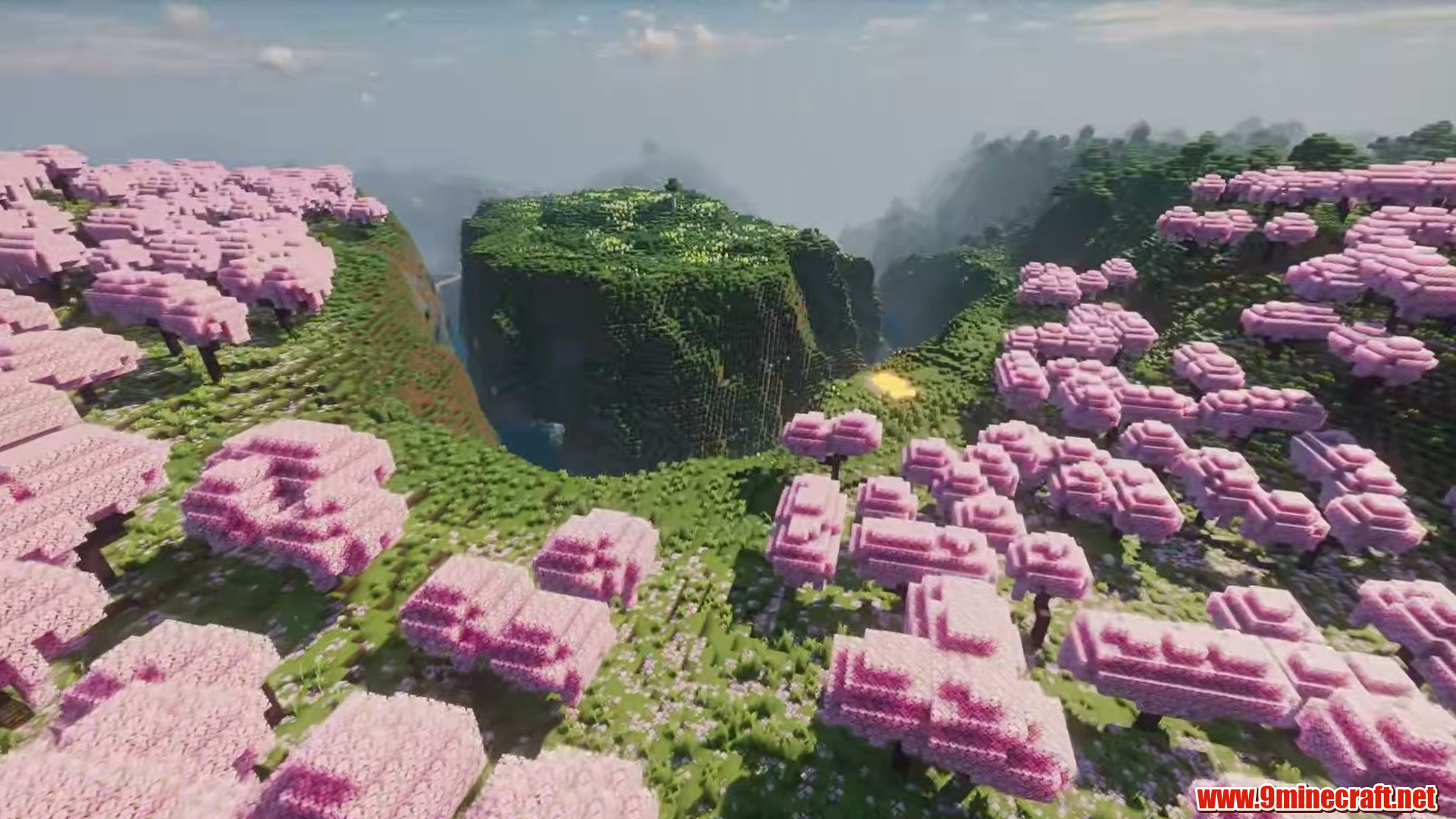 Pink canopy over level ground