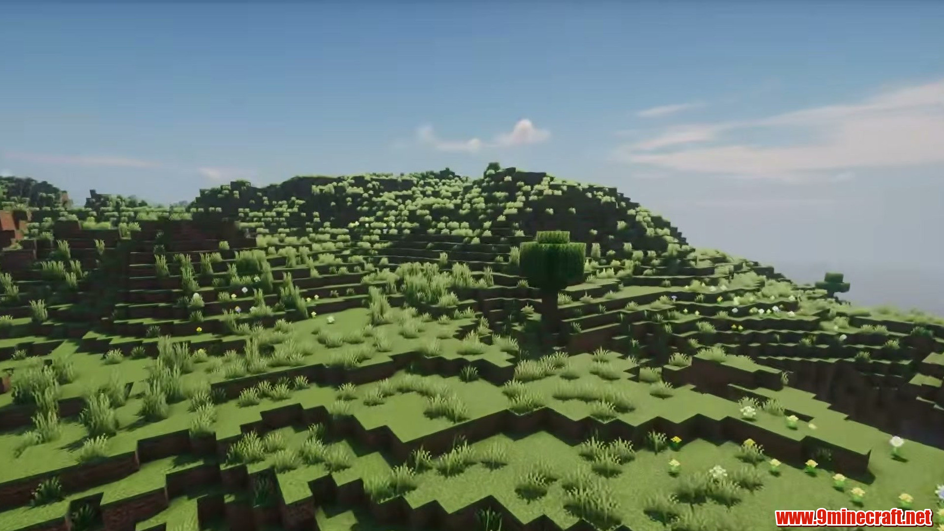 Village terraces above the flat farmland