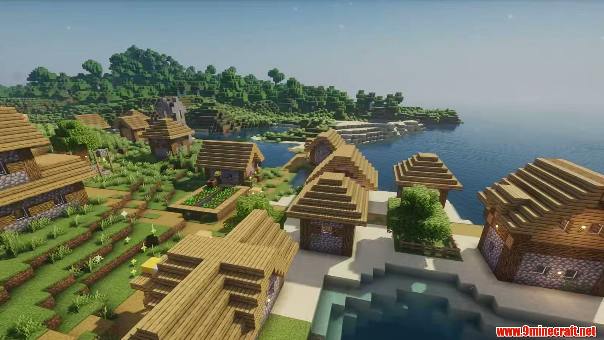 Village docks along the shoreline