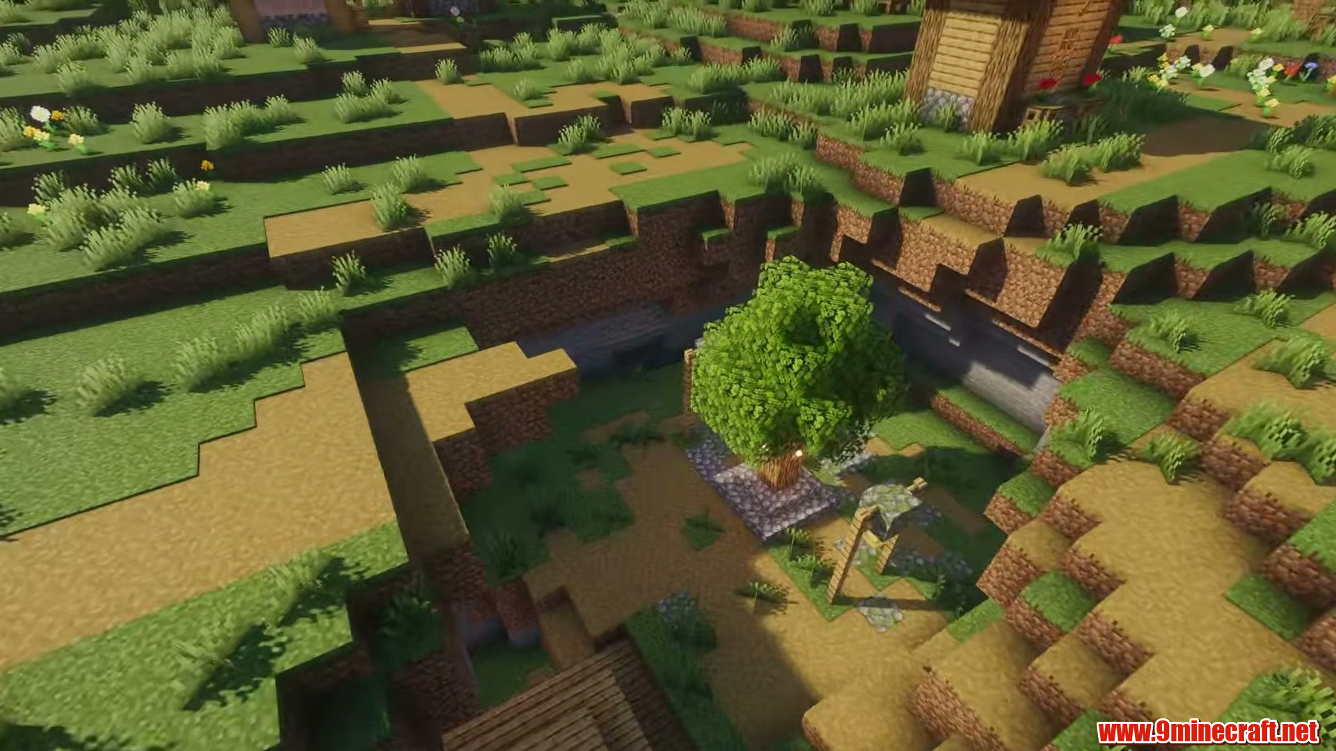 Village farms across flat land in Minecraft seed 1294271381787243498