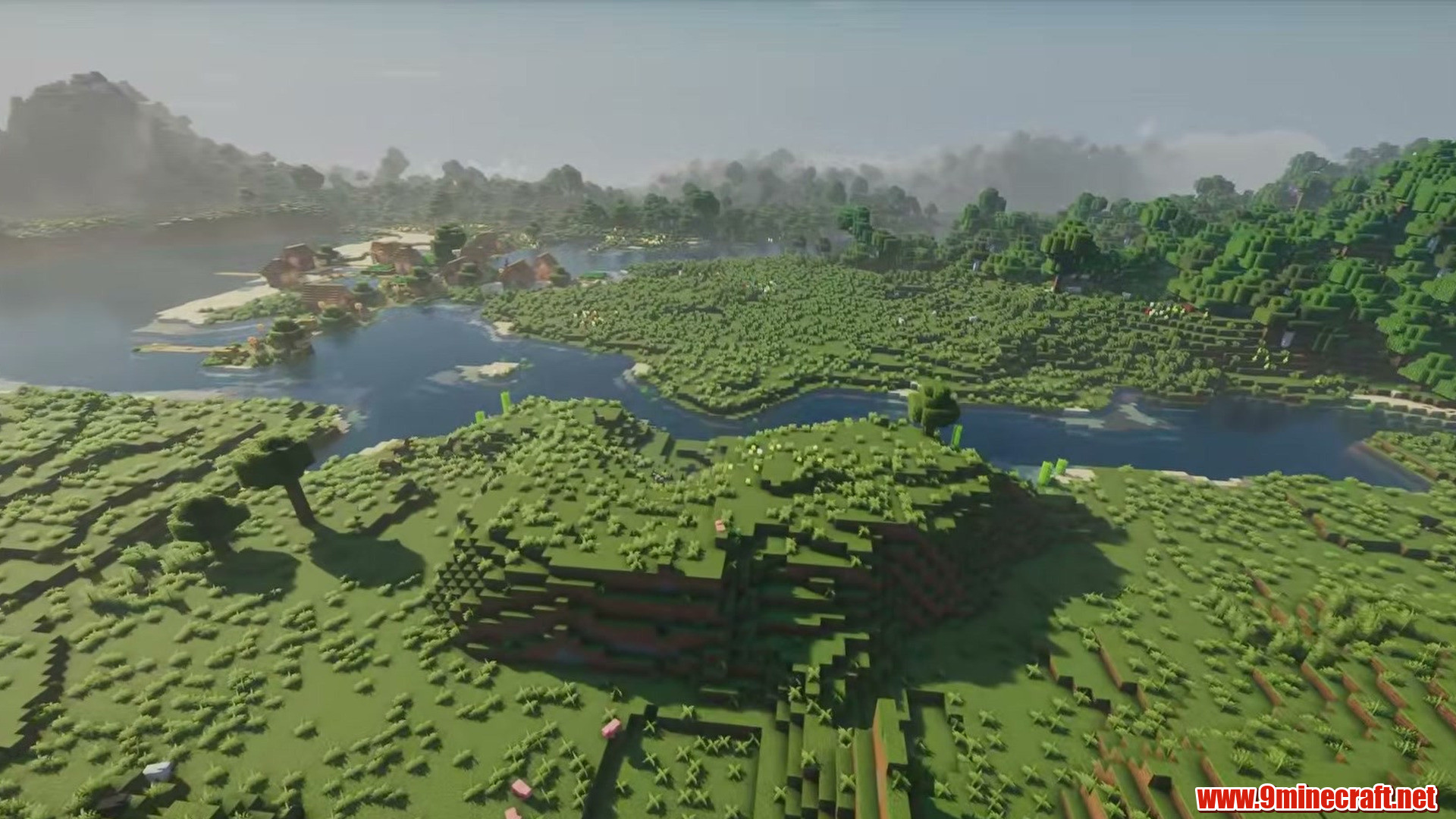 Morning mist over the village lake