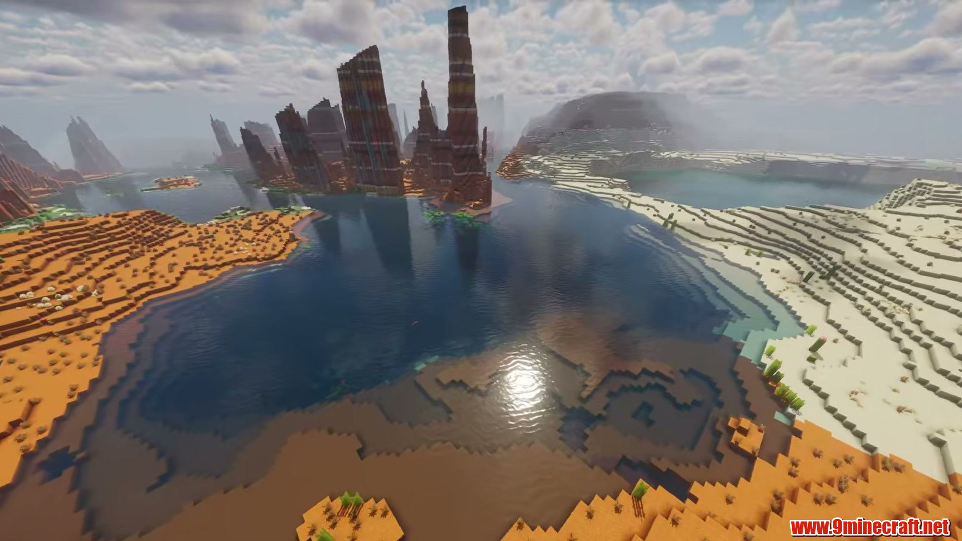 Badlands water maze in Minecraft seed -7593971569041661594