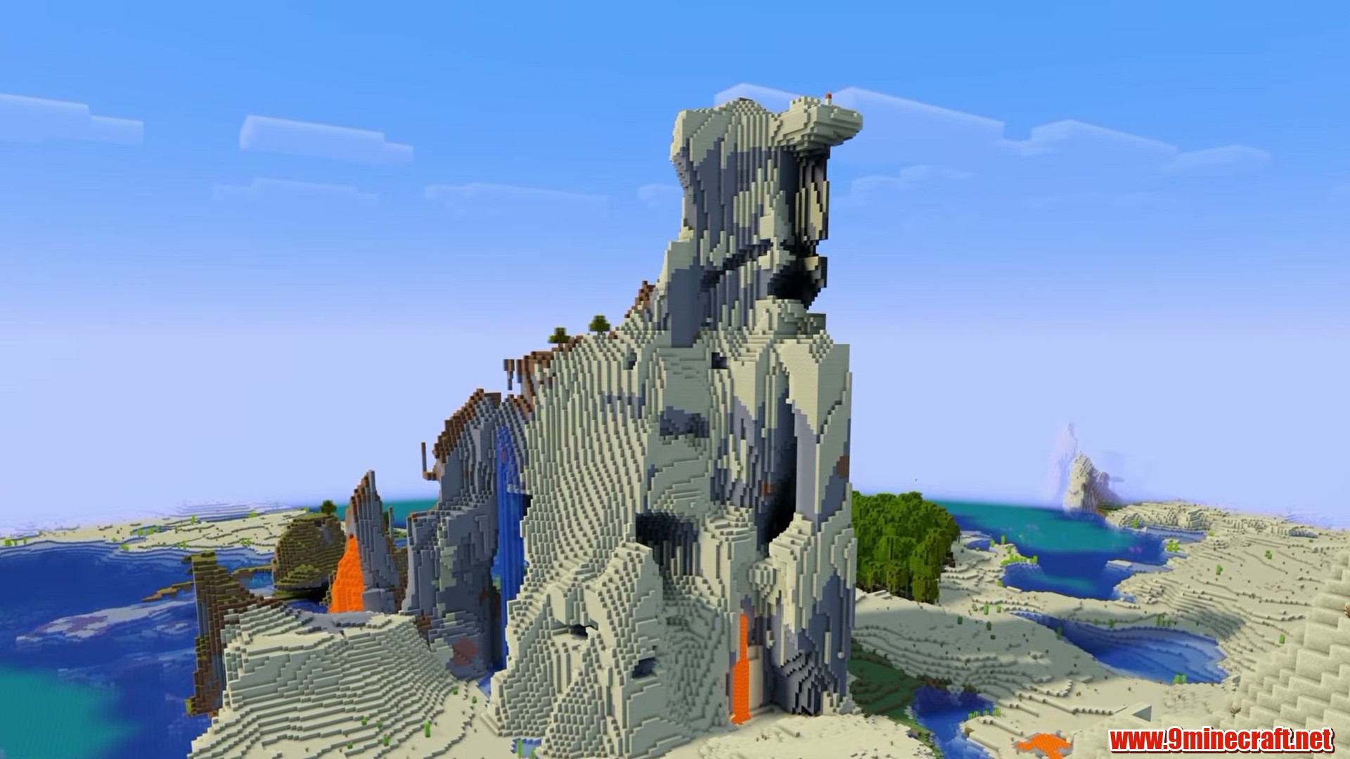 House on top of a stone spire in Minecraft seed -8712494954124659724