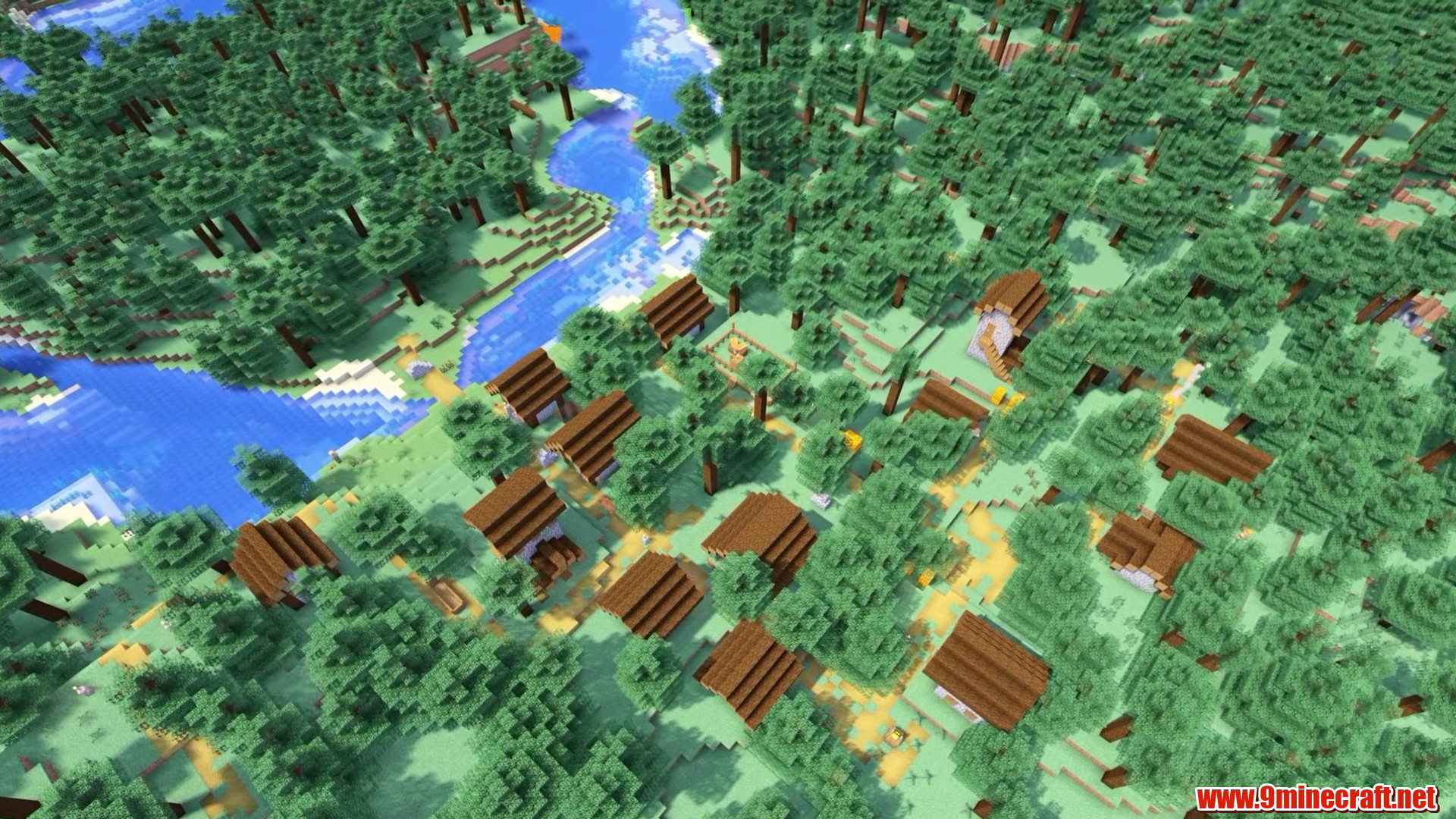 Taiga village among the spruce in Minecraft seed 279151002