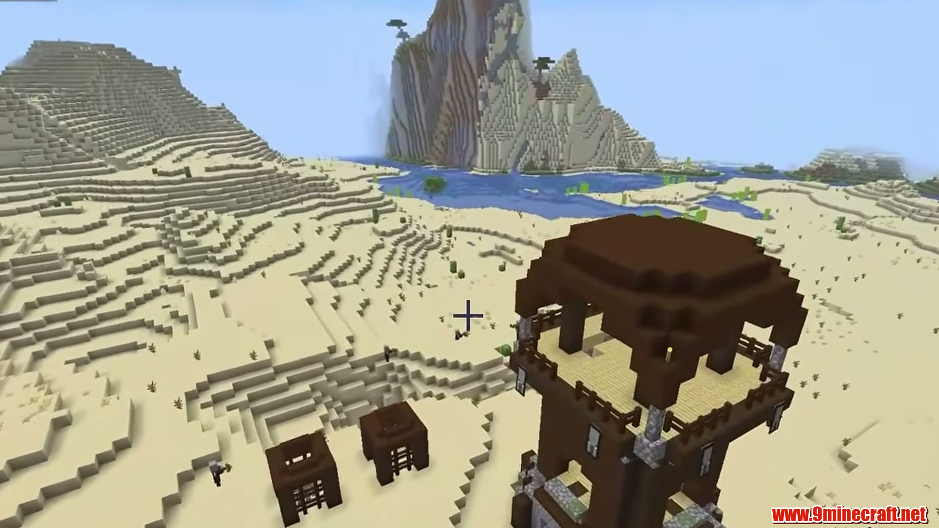 Pillager outpost in Minecraft desert seed 7067512528815946498