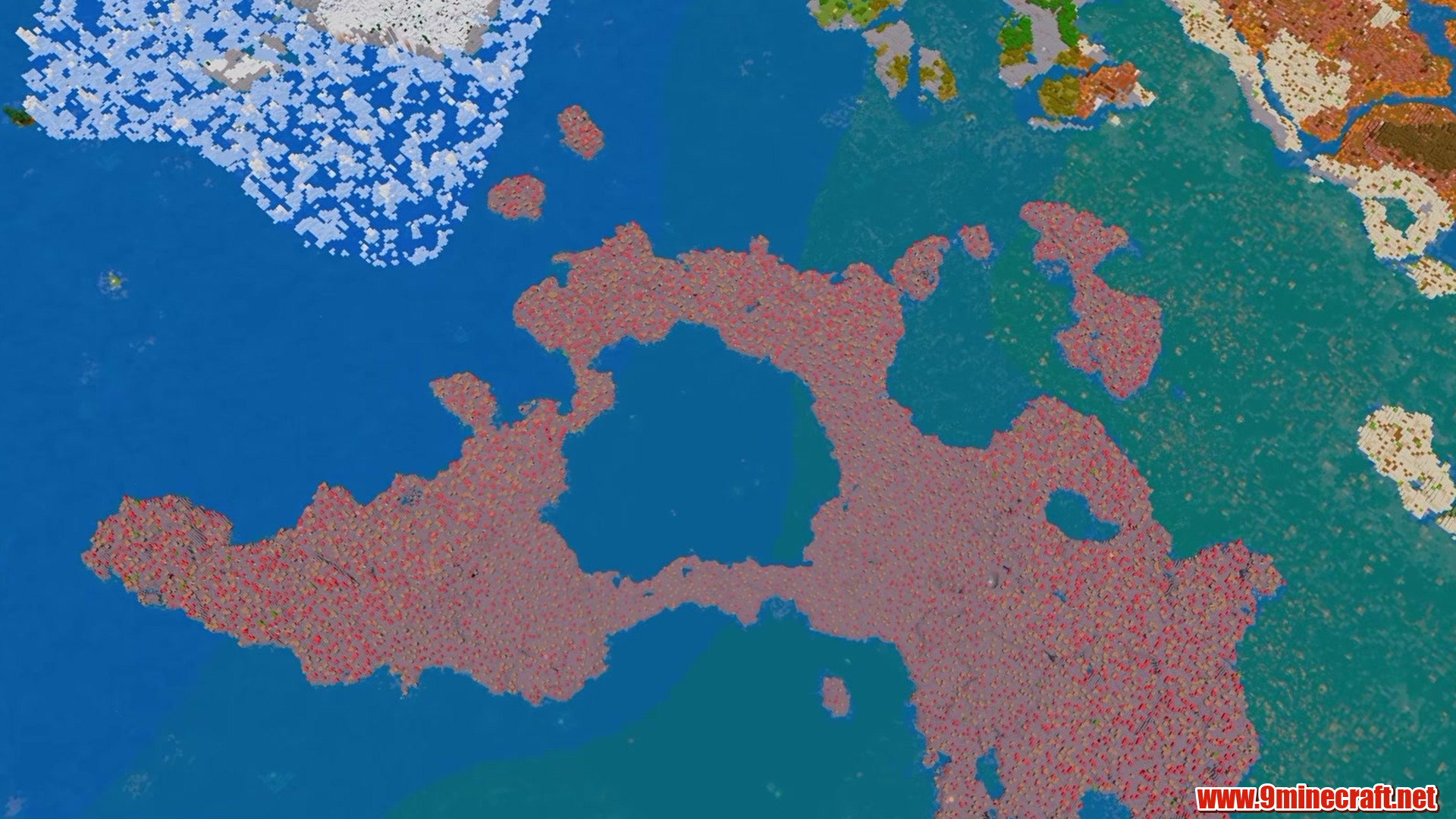 Aerial view of the mushroom island ring and inner bay