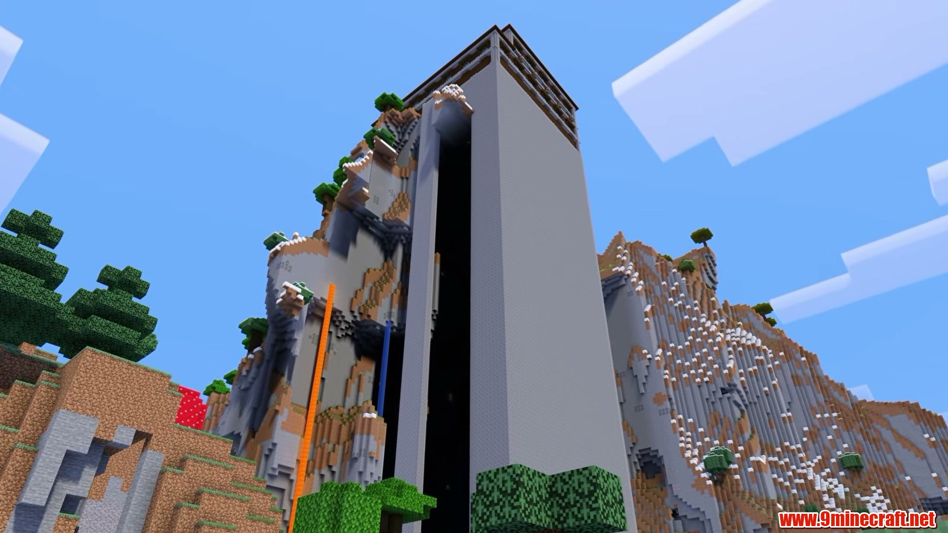 Tall woodland mansion towering over spawn in Minecraft seed -2677671446513866247