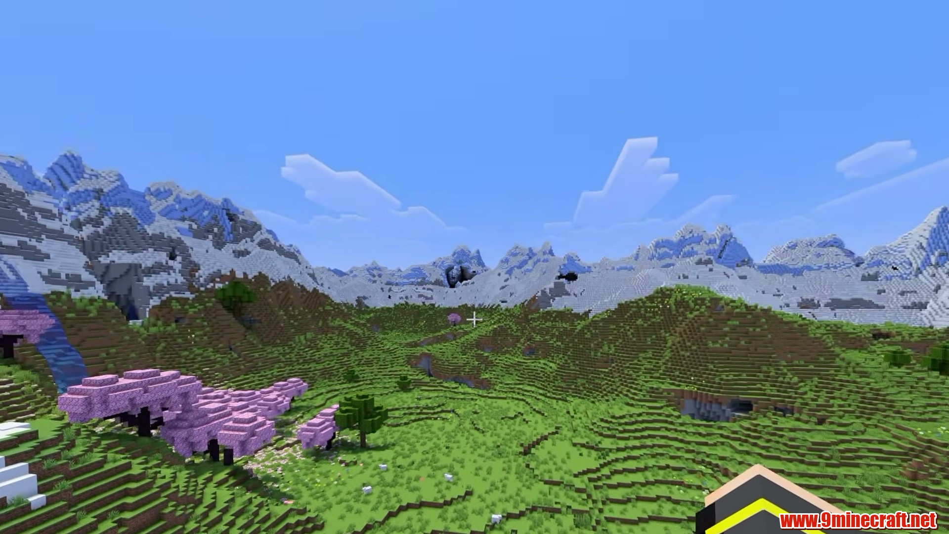 Steep valley walls around the spawn basin