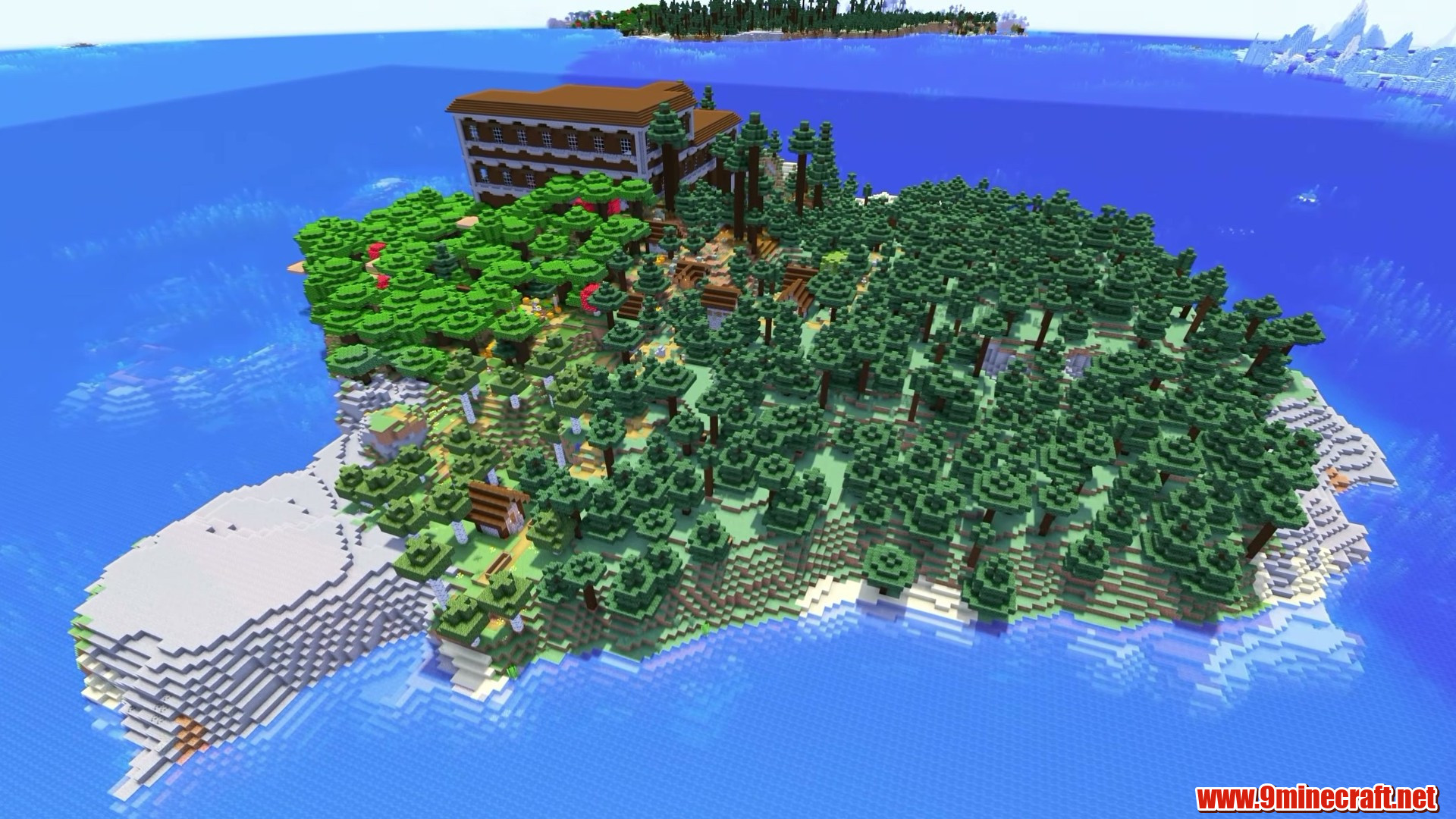 Woodland mansion on a forested island in Minecraft seed -6476176263942246146