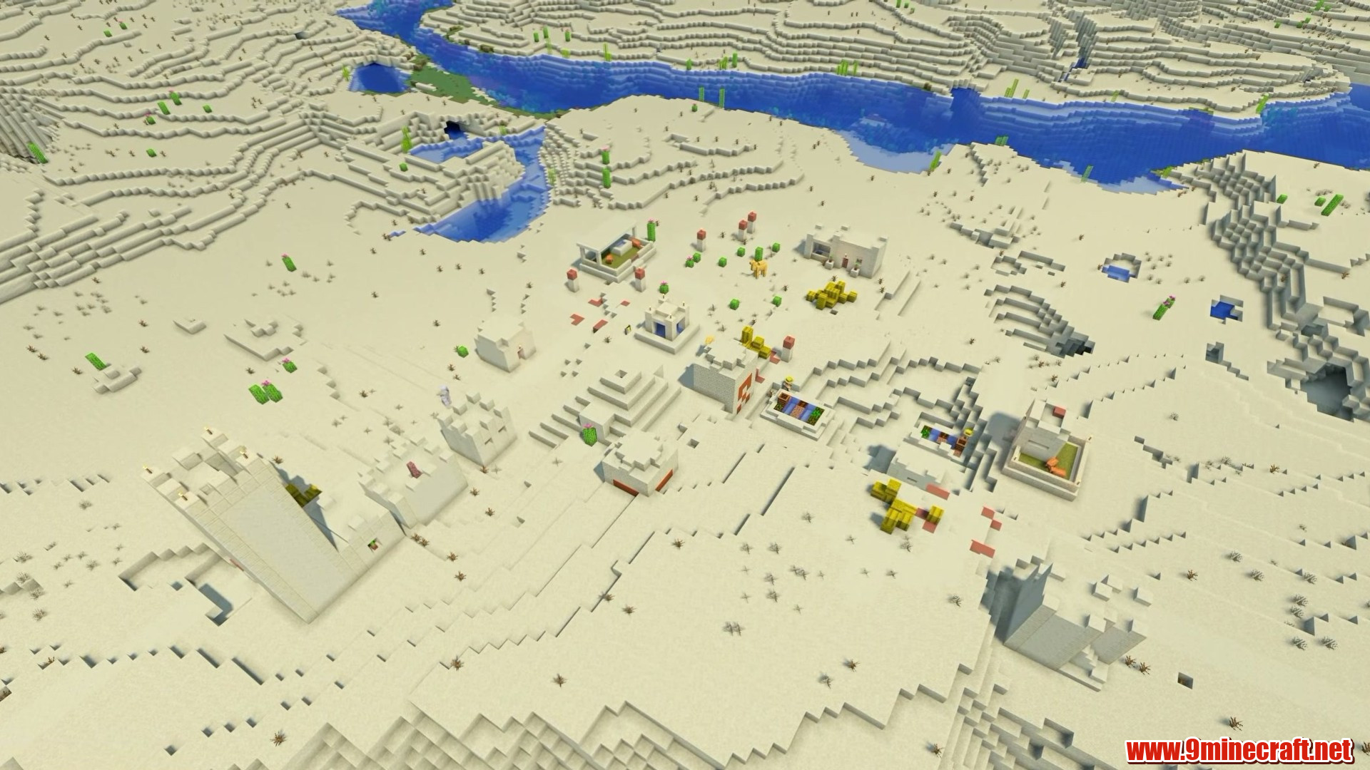 Desert temple built into a village in Minecraft seed 316206680
