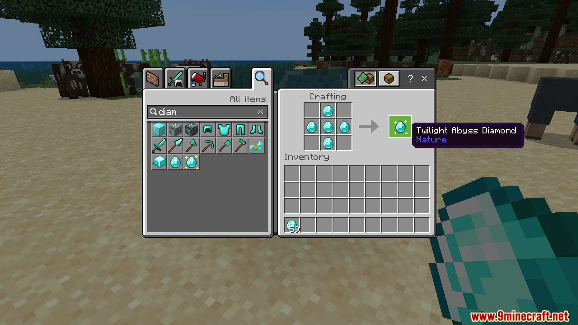Twilight Abyss Dimension Addon Screenshot 2 Crafting recipe for a special diamond used to activate a water portal