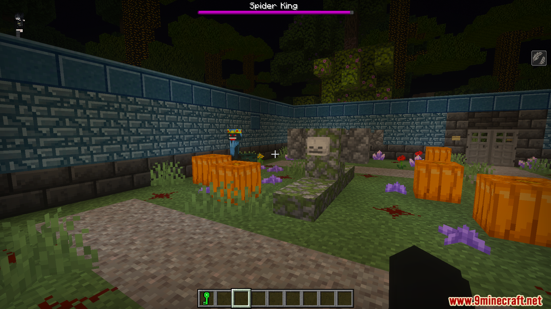 Twilight Abyss Dimension Addon Screenshot 7 Player facing the Spider King boss in the Twilight Abyss Dimension dungeon arena