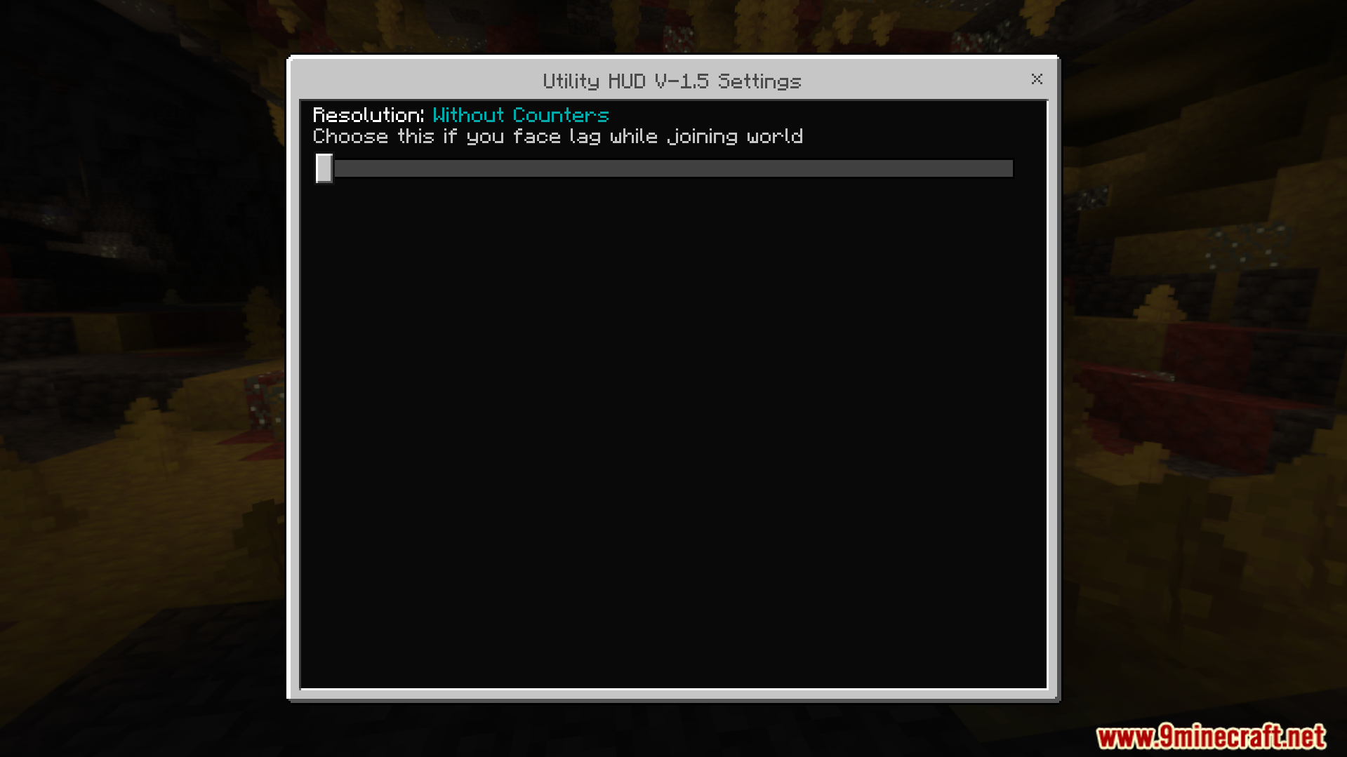 Texture pack settings menu with a slider to adjust resolution and counters