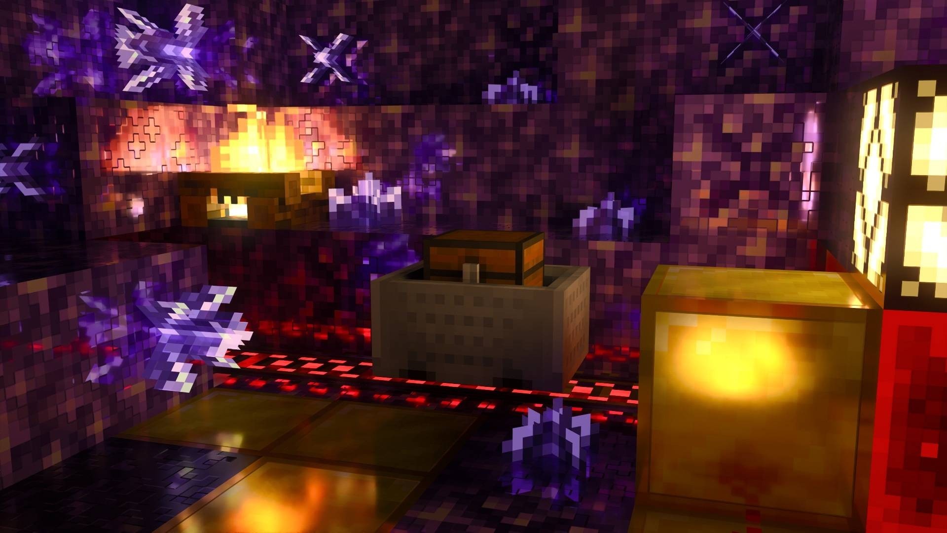 Vanilla RTX Texture Pack adds beautiful lighting to amethyst crystals and a minecart