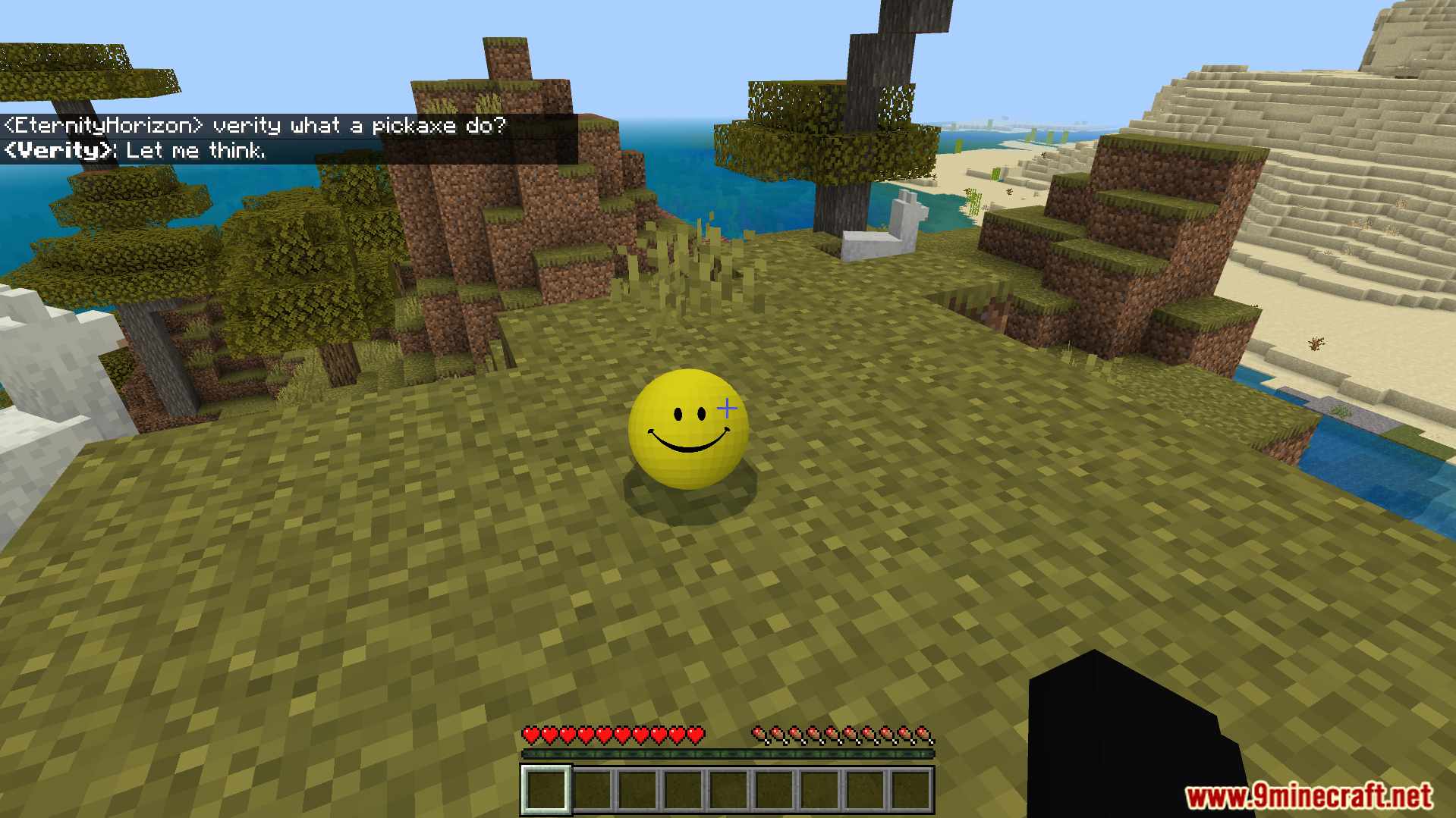 Verity BE Addon Screenshot 8 The smart yellow entity answering a question about a pickaxe in chat