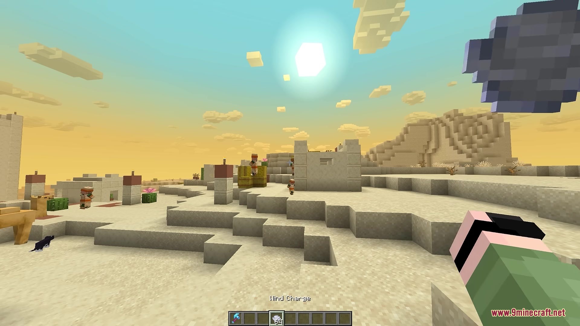 Player using Vertical Scroll Mod to swap items in a desert village