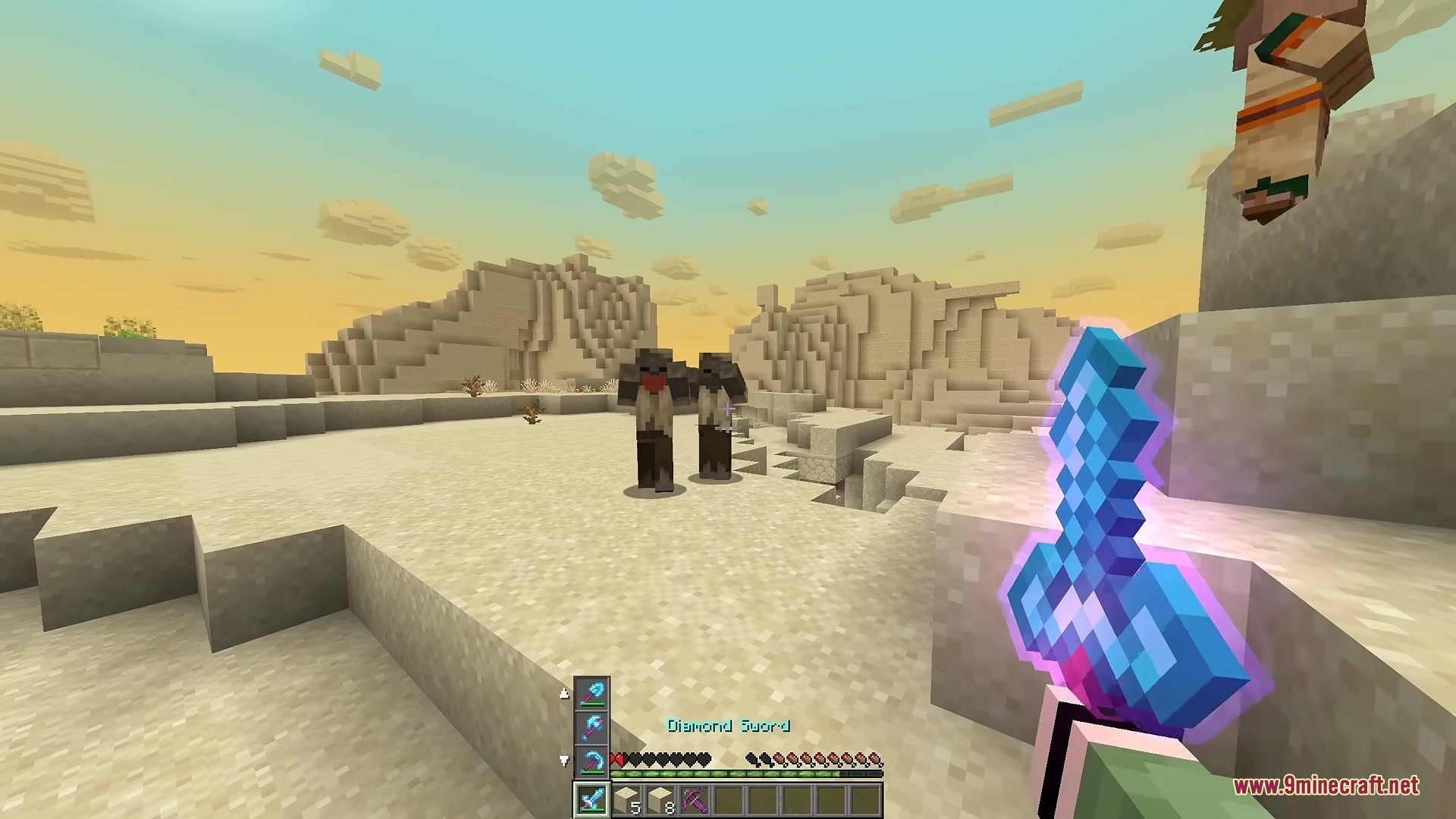 Player uses Vertical Scroll Mod to swap items while facing desert husks