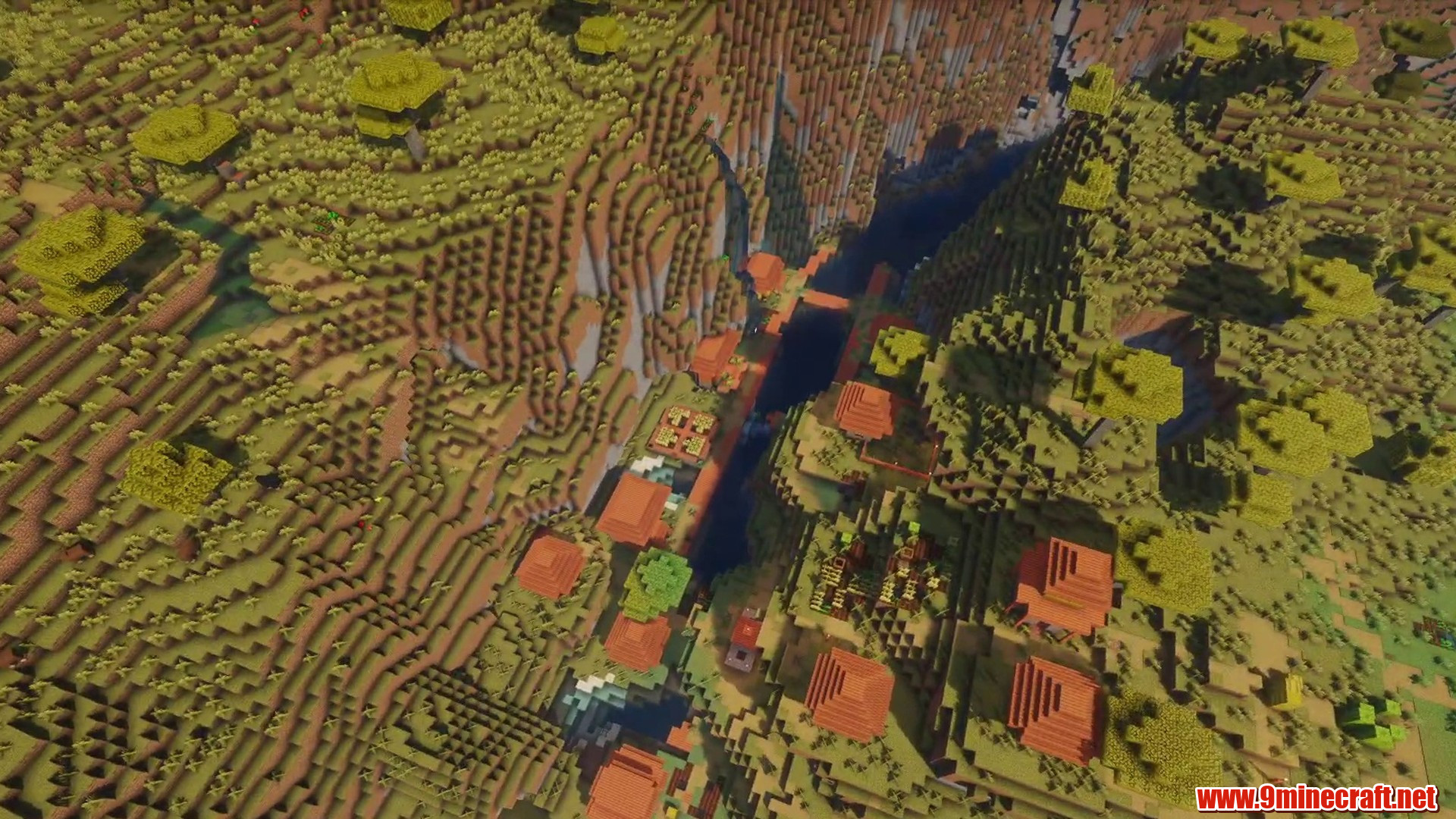 Scenic terrain from Minecraft seed -3265900585499406363